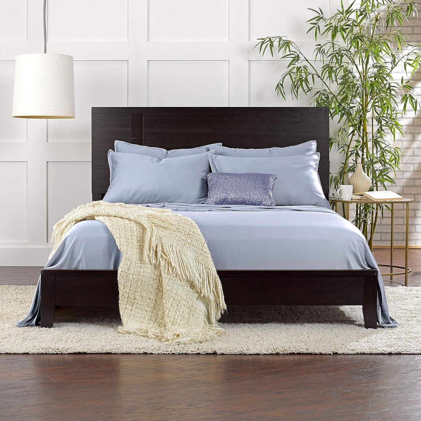 Queen Pillowcases by Pure Bamboo, Genuine 100% Organic Viscose Derived from Bamboo, Luxuriously Soft & Cooling, Double Stitching, Envelope Closure (2 Queen Pillowcases, Sterling Blue)