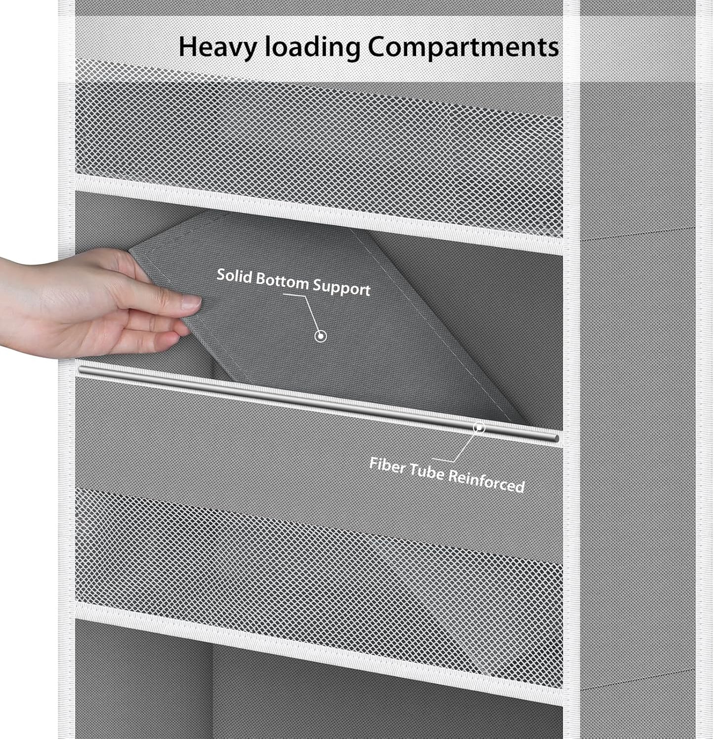 Univivi 6-Shelf Over Door Hanging Organizer Fabric Baby Door Storage with 5 Large Pockets and 3 Small PVC Pockets Wall Mount Hanging Storage Organizers for Baby Essential (Grey)
