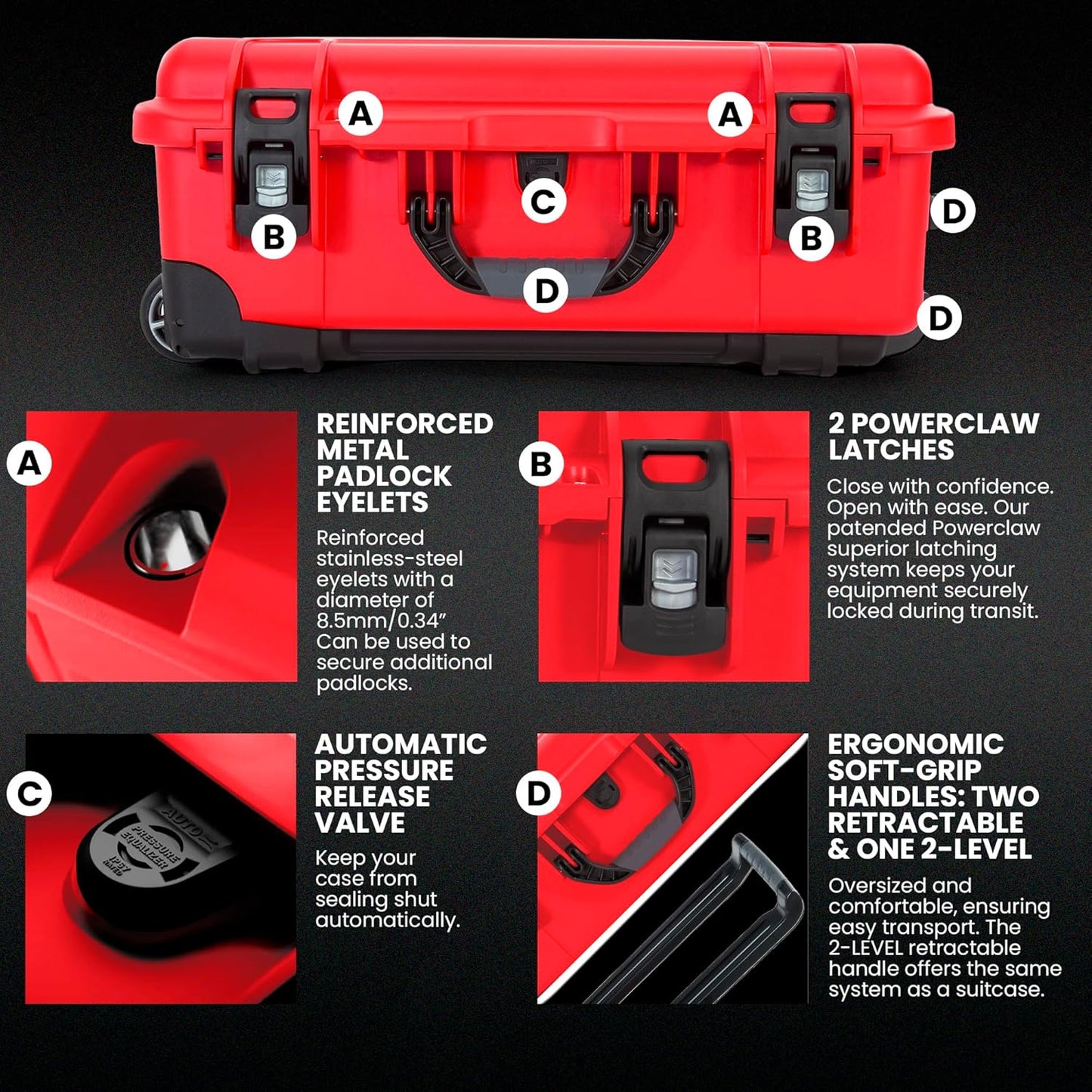 NANUK 935 Wheeled Waterproof First Aid Box Empty – Durable, Medical First Aid Organizer Case, IP67-Rated, Dustproof, Impact-Resistant, and Floats (22” x 14” x 9”) – Red