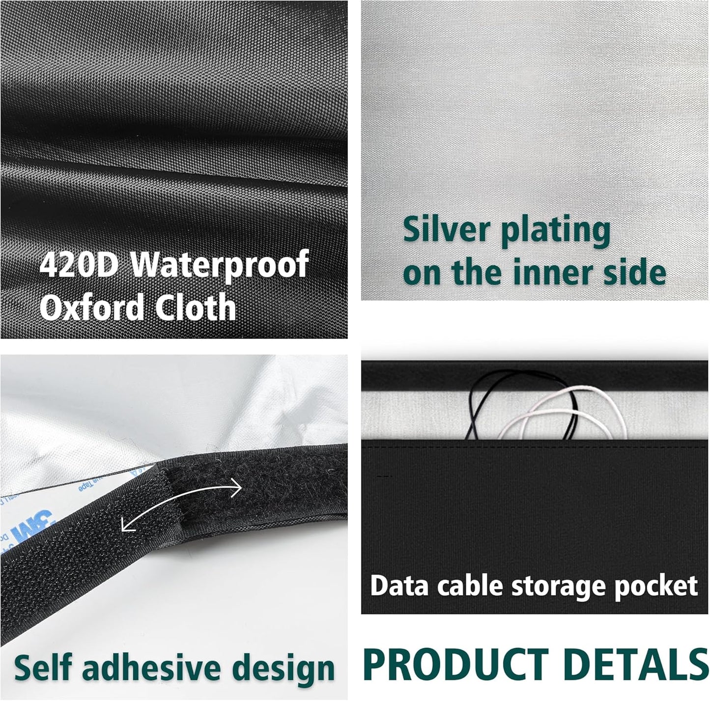 48" Under Desk Privacy Panel with Cable Management Organizer Sleeve Self-Adhesive Modesty Panel for Cord Organizer Pockets and Desk Skirt for Home Office or Standing Workstation