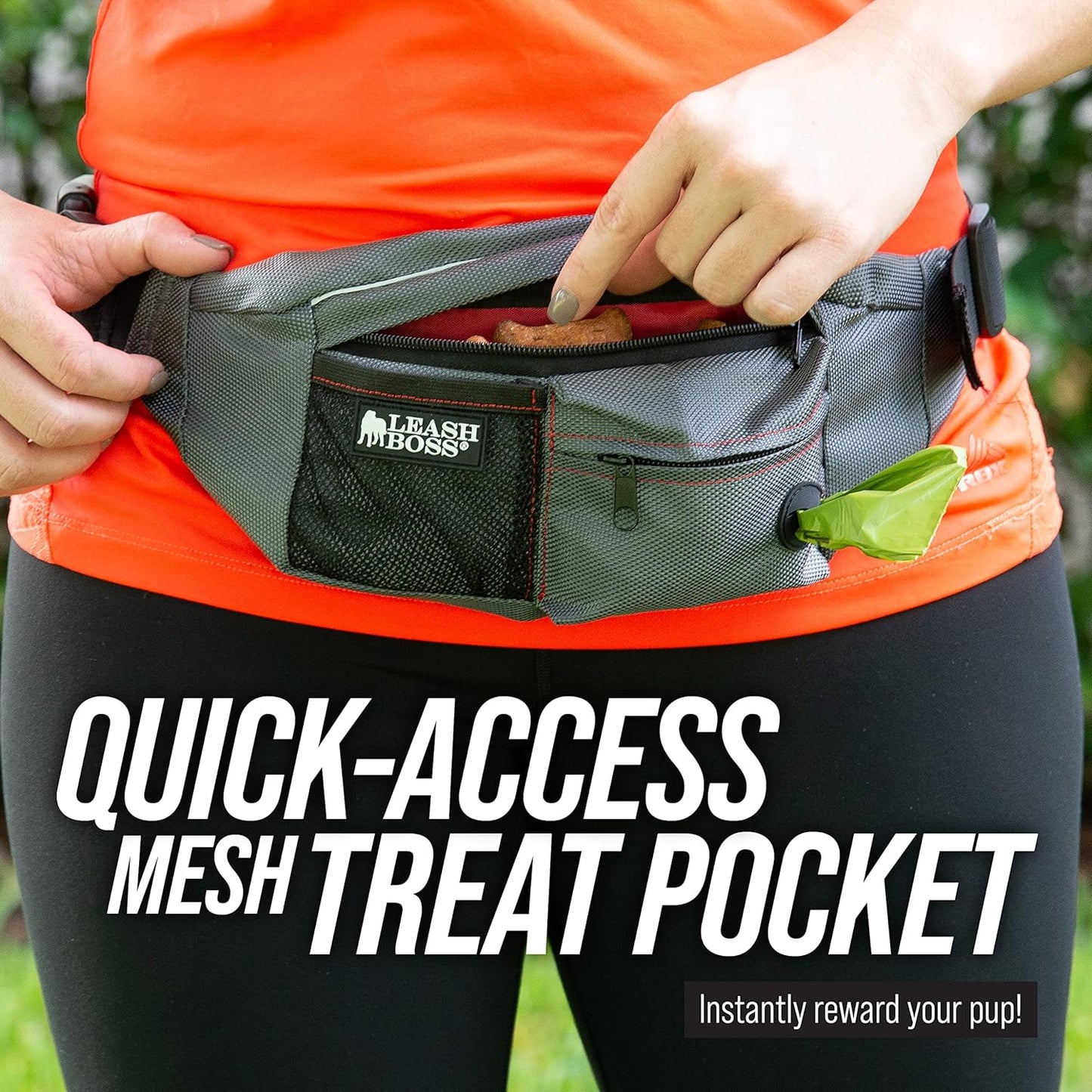 Leash Boss Dog Treat Pouch for Training | Training Treat Pouches for Pet Training | Treat Bag for Dog Training | Portable Kibble Snack Container for Pets | Fanny Pack Waist Belt Transport On The Go