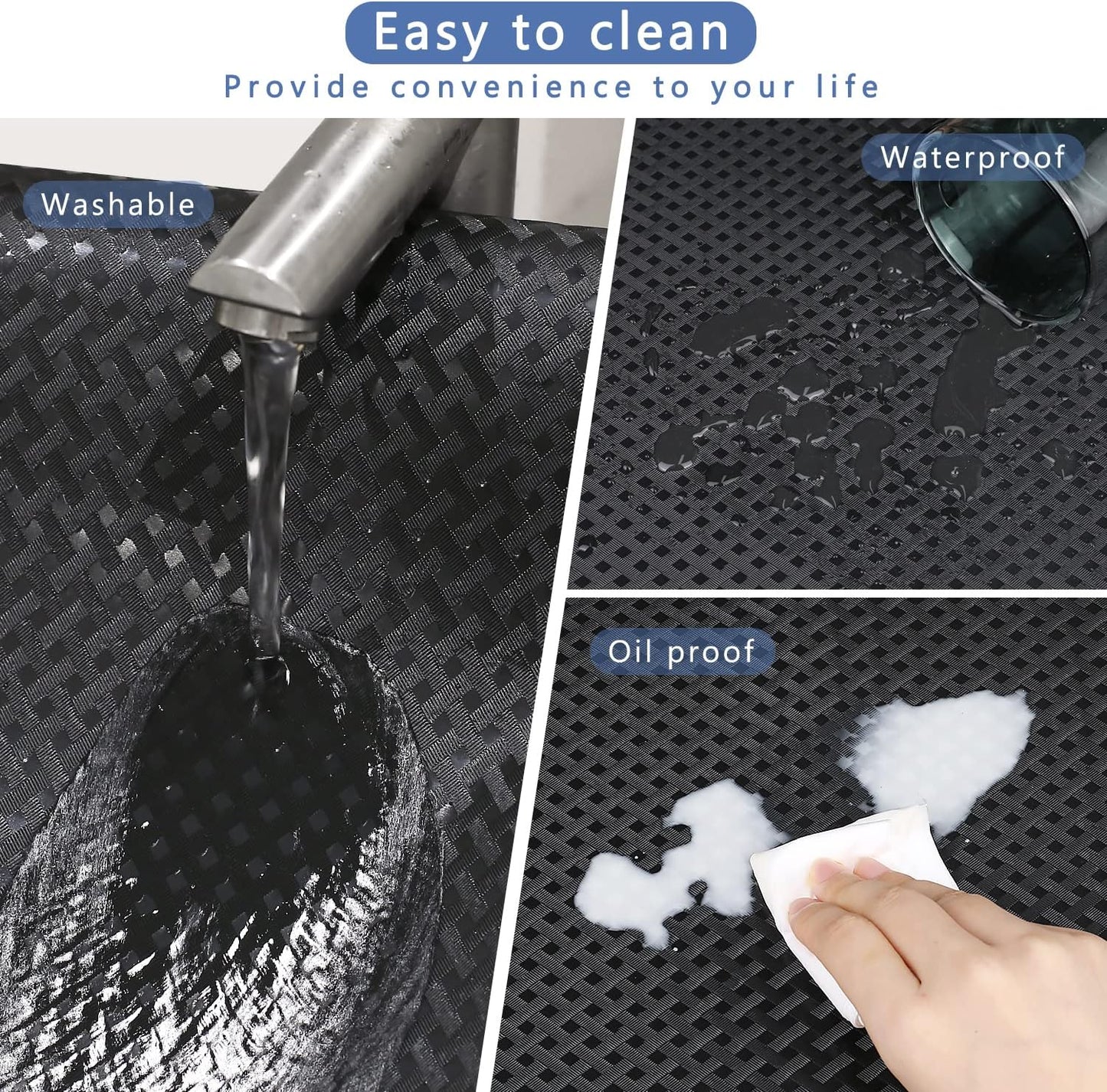 HooTown Shelf Liner Kitchen Cabinet Drawer Mats 17.5 Inch Wide x 393.7 Inch Long, Non Skid EVA Plastic Washable Oil Proof Pad for RV Drawer, Dish Plate Slippery Protection, Black