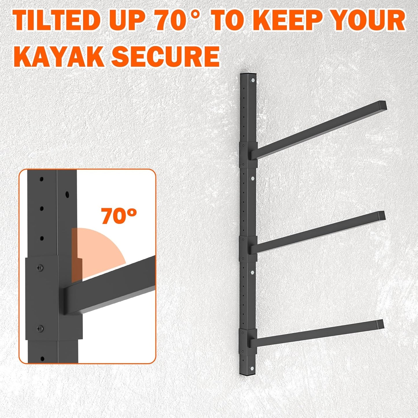 Ultrawall Kayak Storage Rack, Adjustable Wall Mounted Kayak Holder for Garage, Heavy Duty Kayak Hanger for Canoe, Paddleboard, Indoor & Outdoor Use
