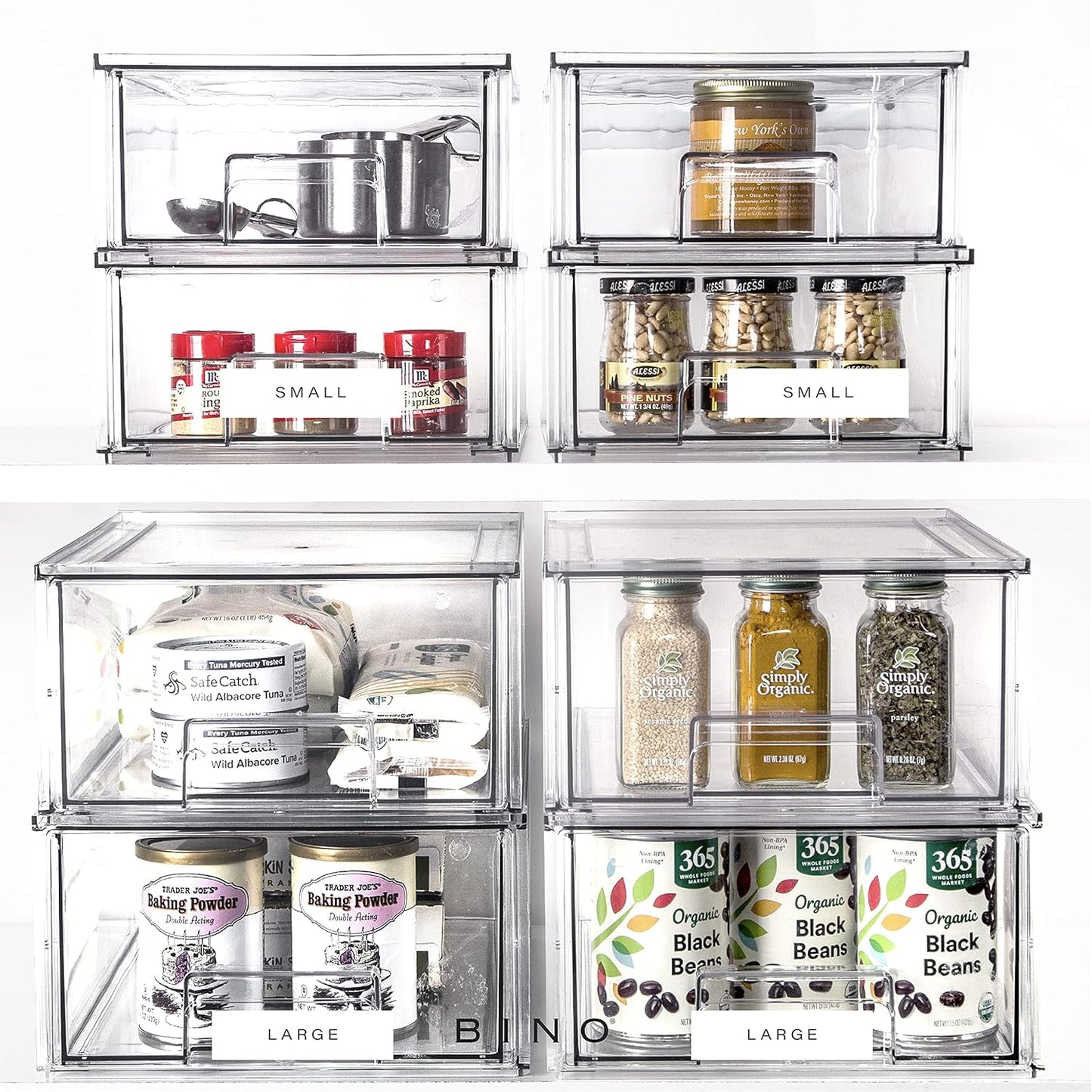 BINO | Stackable Plastic Storage Drawers, Small - 6 Pack | THE CRATE COLLECTION | Multi-Use Storage Bins with Drawers | BPA-Free | Pantry Organization | Home Organization | Fridge Organizer