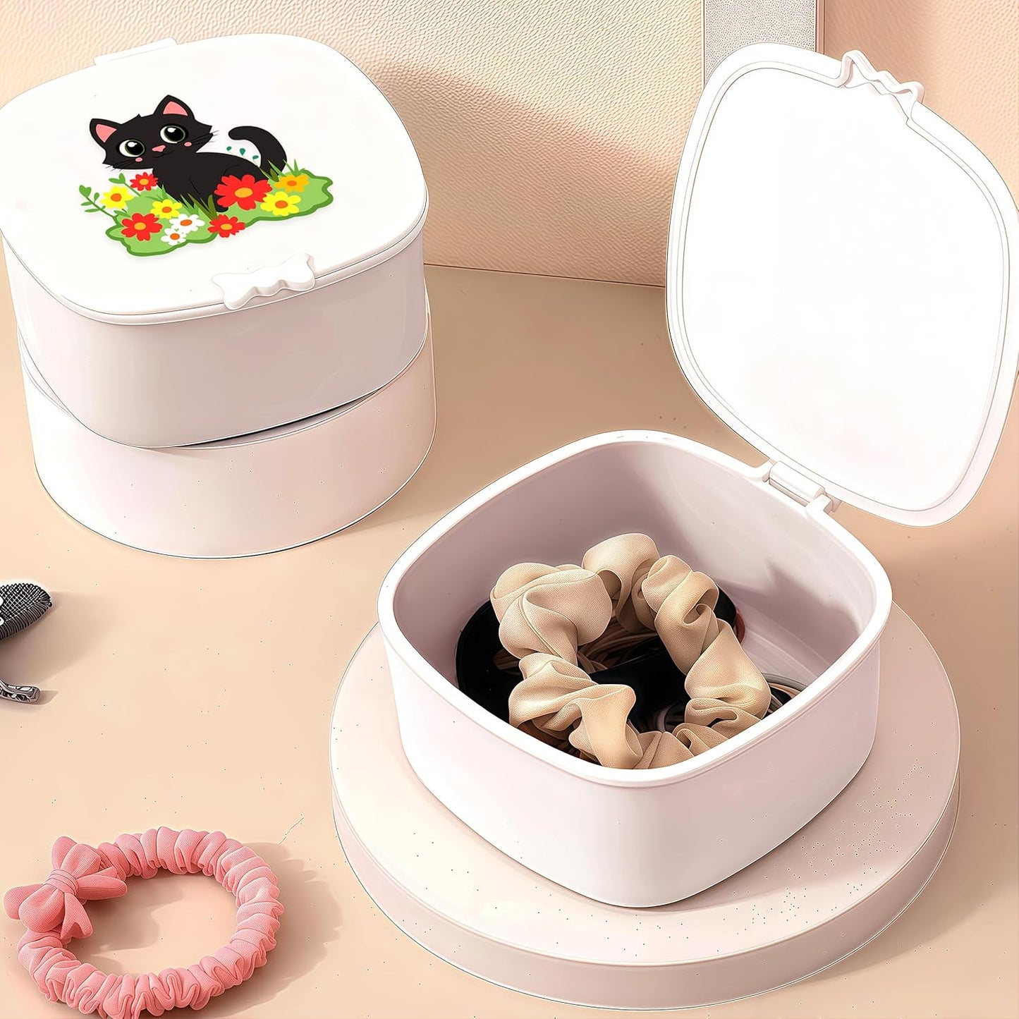 Small Hair Accessories Organizer Box For Girls Kids Teens Women, Hair clips/Ties/bands/pins/barrettes/scrunchies Organizer and Storage! (Cat)