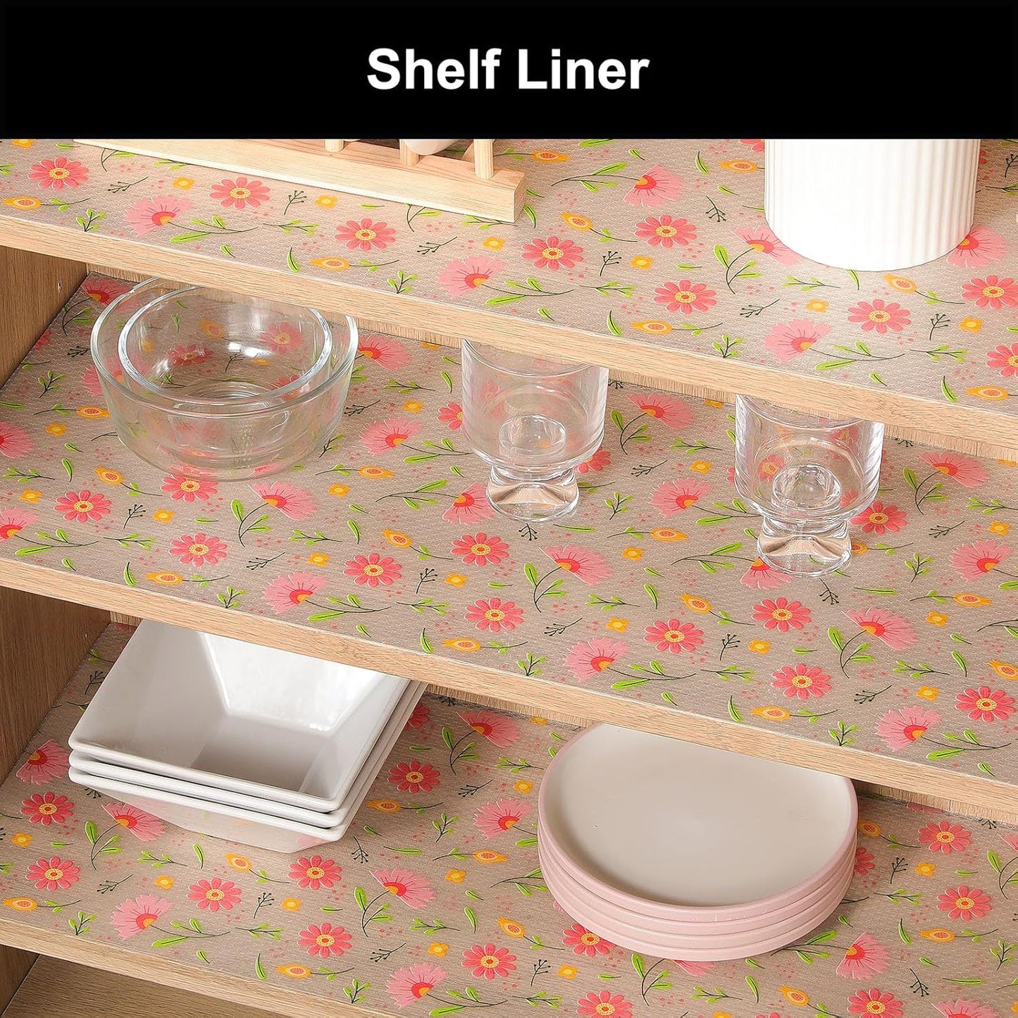 Cooyes Shelf Liner – Premium Non-Adhesive Cabinet & Drawer Liner for Kitchen – Waterproof Shelf Paper with Modern Pattern – Durable EVA Cabinet Mat – Easy to Cut (17.5" W x 197" L)