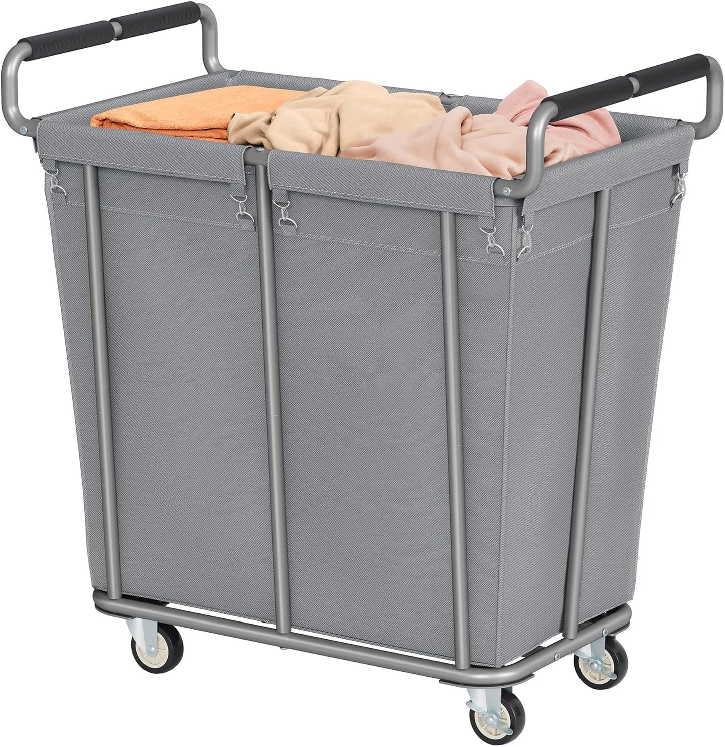 Large Laundry Hamper with Wheels, 360L Rolling Big Laundry Basket for Clothes Storage, Heavy Duty Extra Large Rolling Laundry Cart with Handle, Steel Frame, Waterproof Liner,95.1 Gallons,Grey