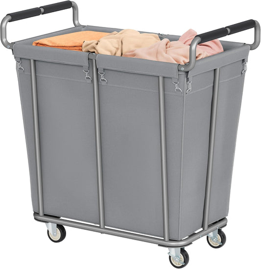 Large Laundry Hamper with Wheels, 360L Rolling Big Laundry Basket for Clothes Storage, Heavy Duty Extra Large Rolling Laundry Cart with Handle, Steel Frame, Waterproof Liner,95.1 Gallons,Grey