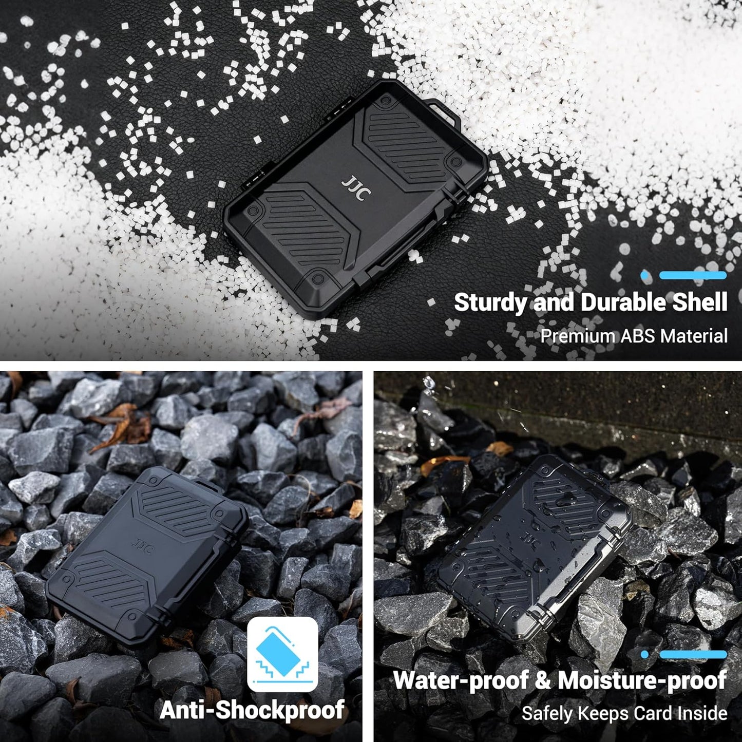 JJC Slim Memory Card Case for 8 SD 12 TF and 2 Nano SIM Cards, IP67 Waterproof Anti-Shock Anti-Dust, Compact Size & Portable SD SDHC SDXC TF Micro SD Card Holder Organizer Storage Box with Carabiner