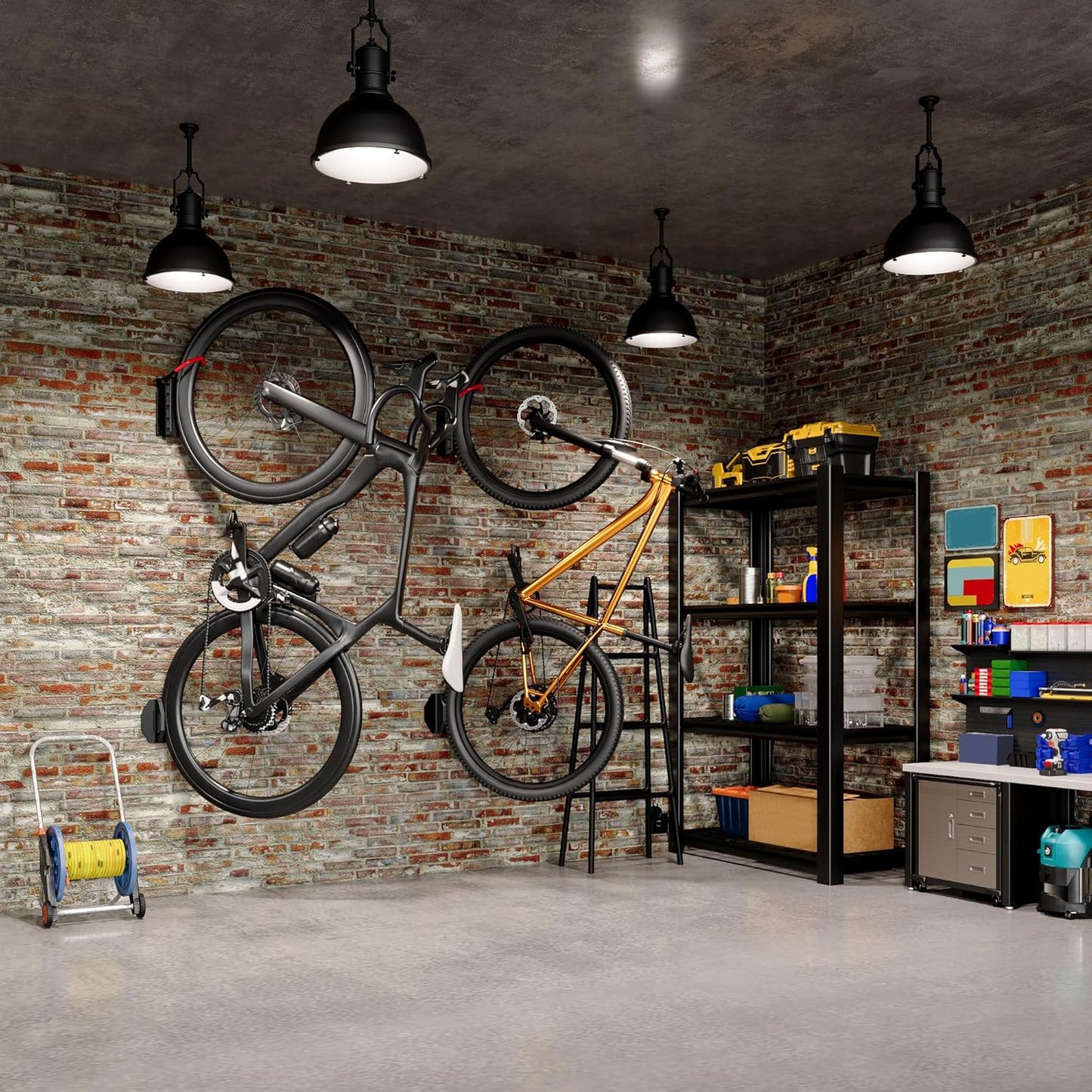 Swivel Bike Wall Mount, Bike Hangers for Garage, Space-Saving Bike Storage, Sturdy Bicycle Rack Can Holds Up to 77 lbs, Easy Install, 2 Pack