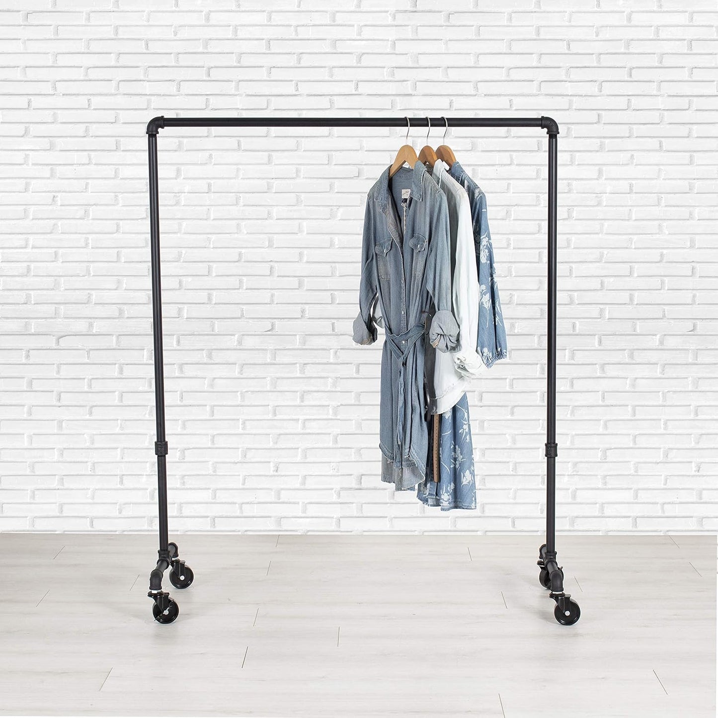 William Roberts Vintage Industrial Heavy Duty Hanging Rod Garment Rolling Closet Organizer Rack (48 in., Wheels)