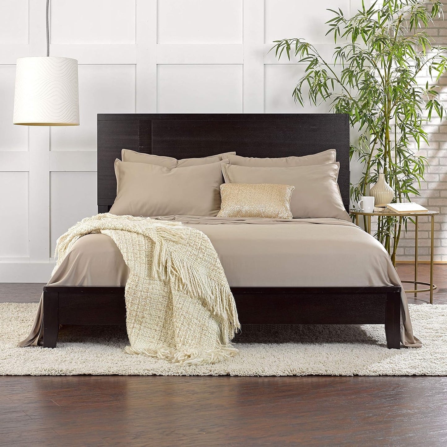 King Pillowcases by Pure Bamboo, Genuine 100% Organic Viscose Derived from Bamboo, Luxuriously Soft & Cooling, Double Stitching, Envelope Closure (2 King Pillowcases, Sand)
