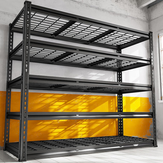 REIBII 3050LBS Garage Shelving Storage Shelves Heavy Duty 5-Tier Adjustable Matel Shelving Easy Assembly Storage Shelf for Garage Basement Warehouse Pantry, 48.2" W X 24.1" D X 72.2" H