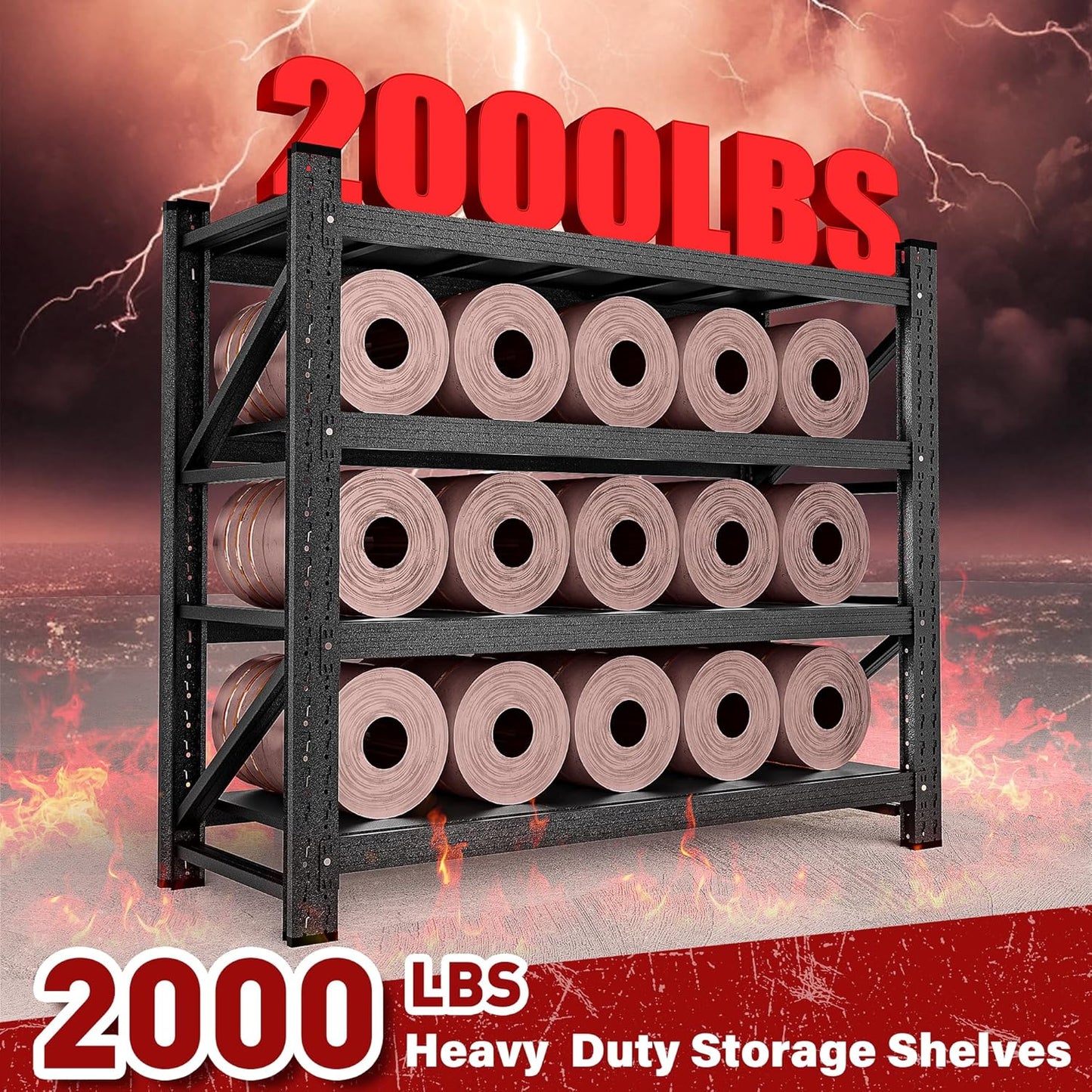 2000LBS Heavy Duty Garage Shelving Units,40" Wide & Deep Storage Shelves,Metal Garage Shelves,Large Storage Rack,Steel Shelf,Industrial Shelving for Shop,Warehouse,Basement,40" W x 20" D x 60" H