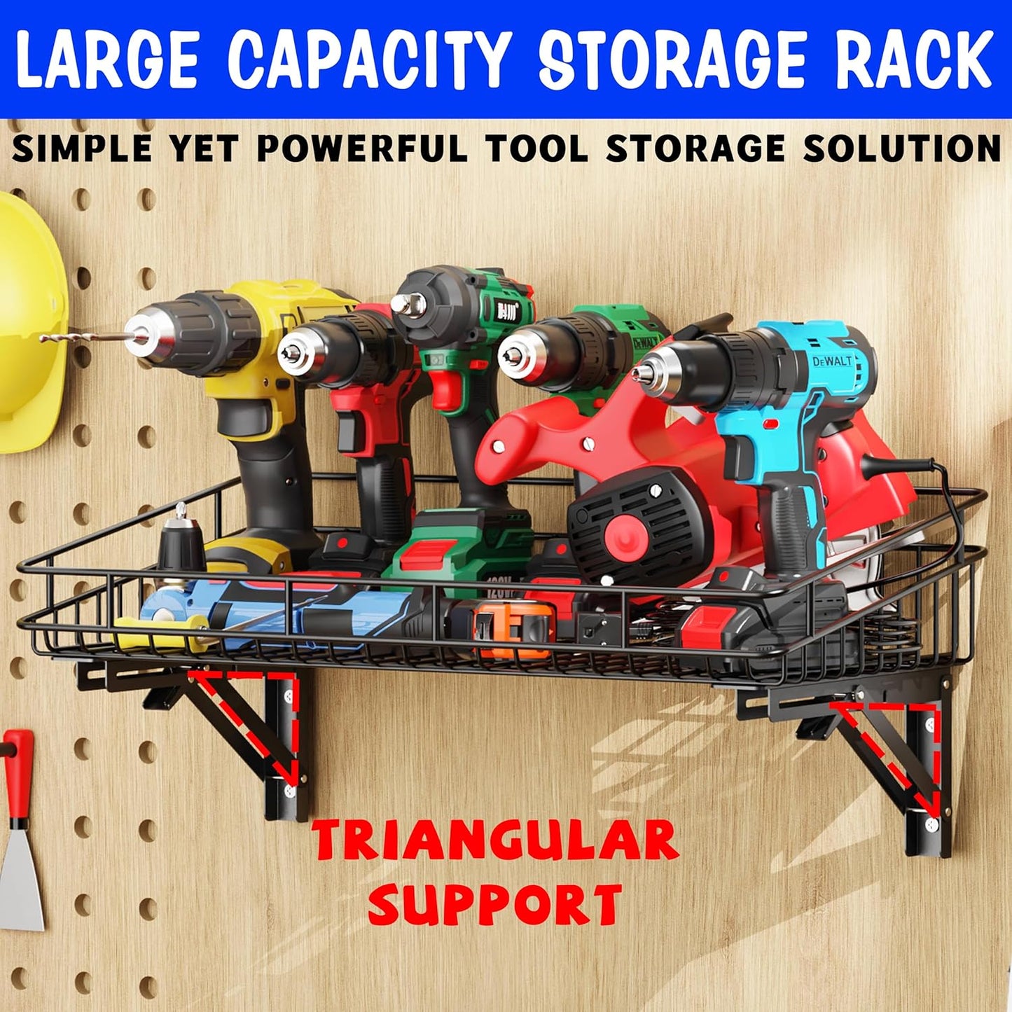 ULIBERMAGNET Large Folding Garage Shelf,Heavy Duty Wire Basket Storage Shelving,400LB Wall Mounted Storage DIY Folding Utility Racks for Garage, Office, Basement, Closet, Kitchen, Laundry