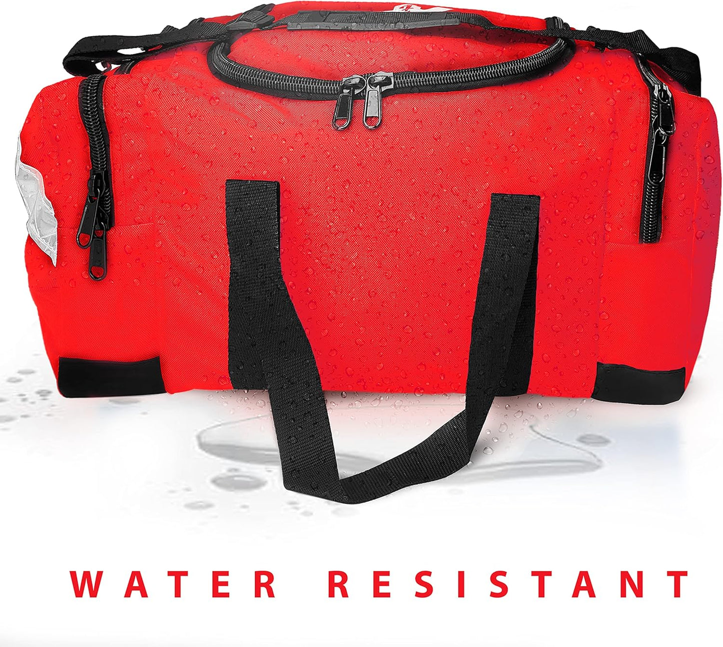 ASA TECHMED Large EMT First Responder Trauma Medical Bag Empty for Home 21x12x9 Inches, Office, School, EMTs, Paramedics, First Responders, Red