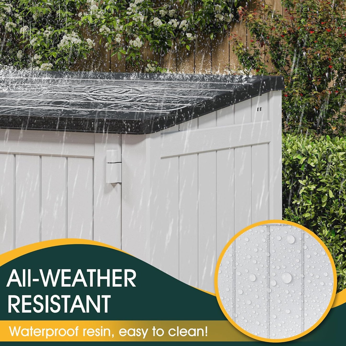 NUNU LAB Outdoor Storage Cabinet 36 Cu.Ft Garden Storage Shed Waterproof Lockable for Garden Hoses, Generator, and Lawn Mower
