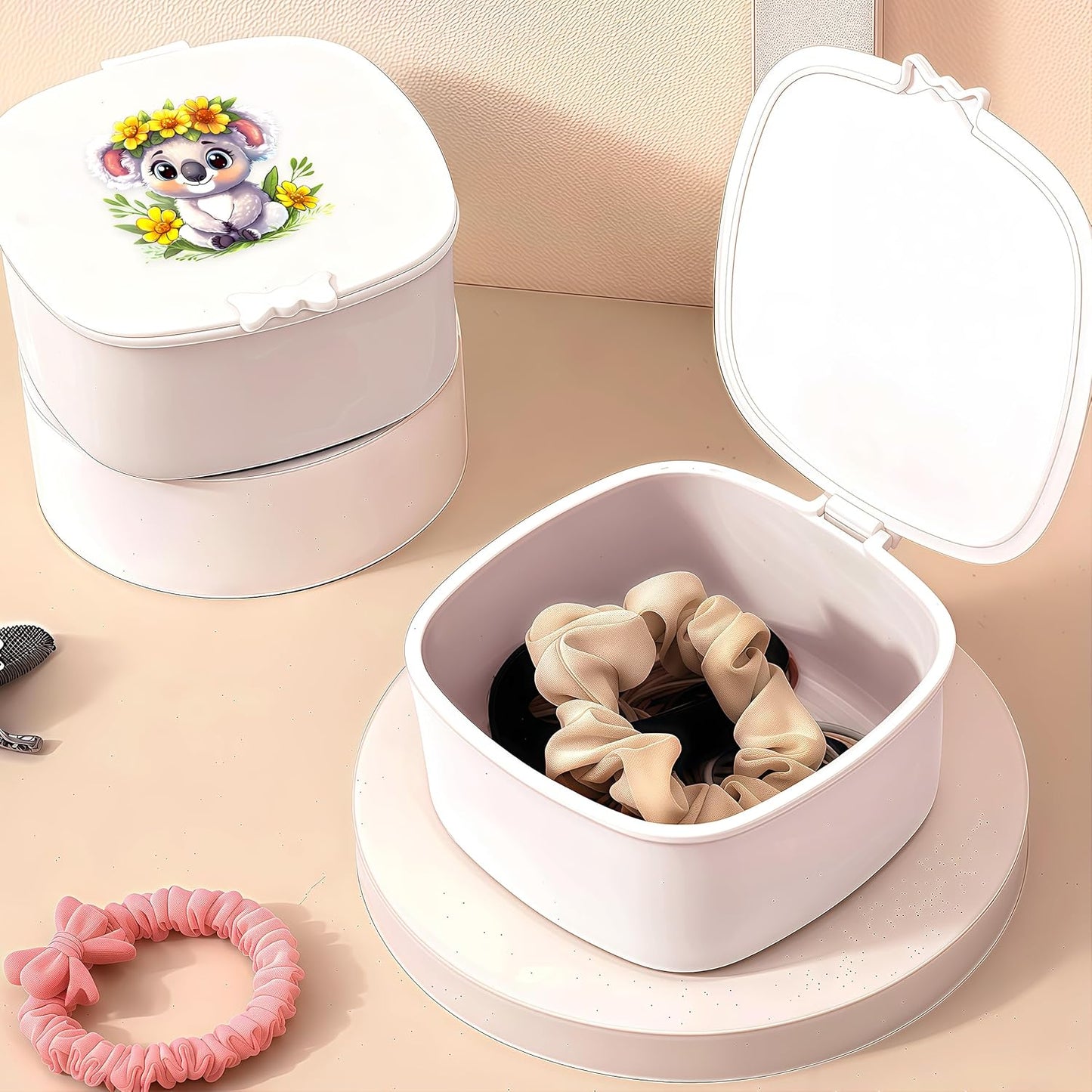 Small Hair Accessories Organizer Box For Girls Kids Teens Women, Hair clips/Ties/bands/pins/barrettes/scrunchies Organizer and Storage! (Koala)