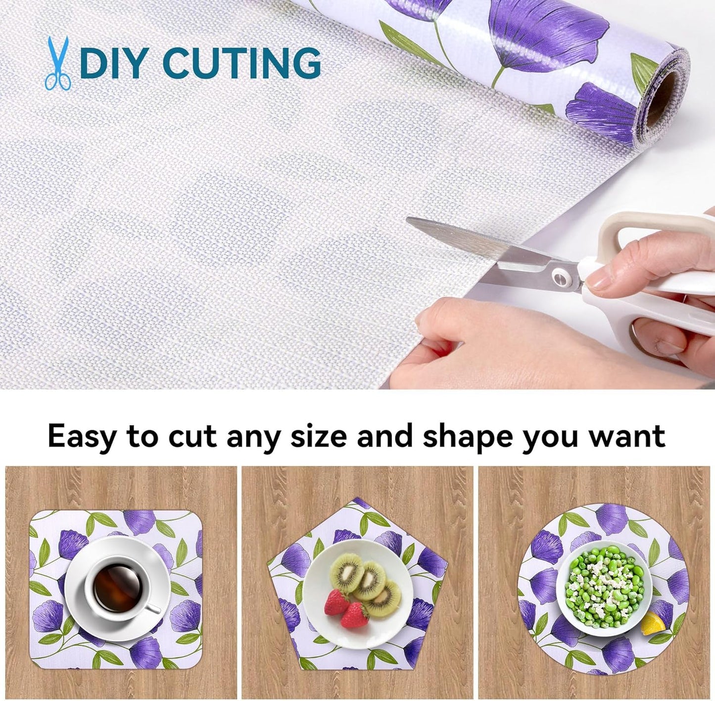 2 Rolls 12" W x 120" L Floral Drawer and Shelf Liner for Cabinets, Non-Adhesive Strong Grip Non-Slip Flower Shelf Cabinet Kitchen Shelf Liners for Kitchen Cabinets