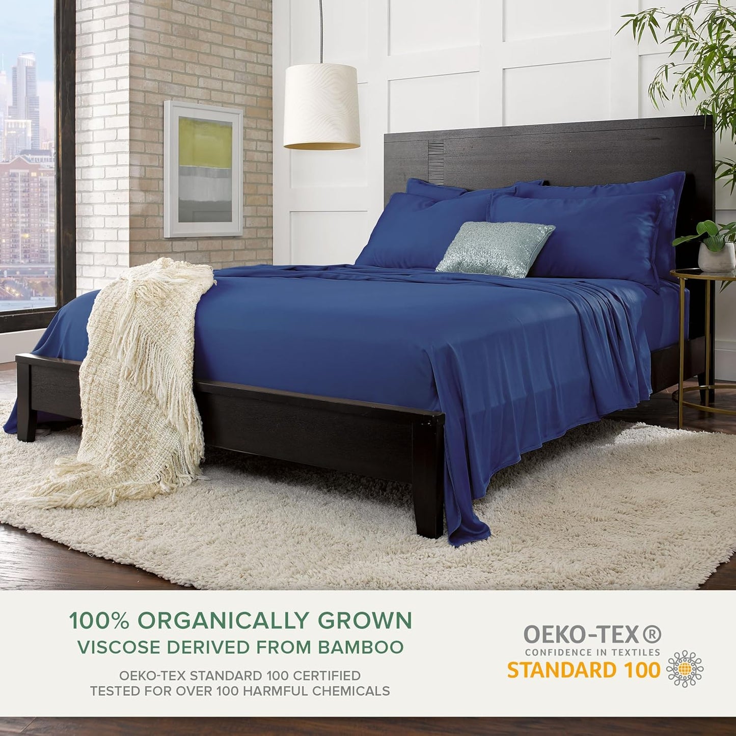 Queen Pillowcases by Pure Bamboo, Genuine 100% Organic Viscose Derived from Bamboo, Luxuriously Soft & Cooling, Double Stitching, Envelope Closure (2 Queen Pillowcases, Cobalt Blue)