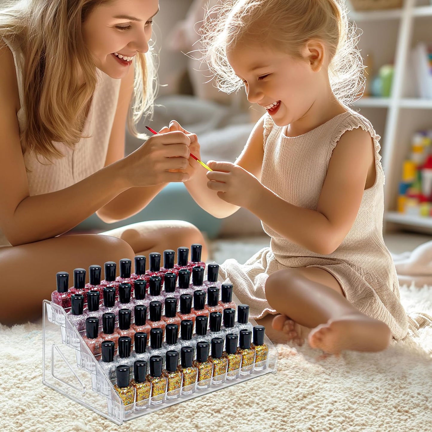 5-Tier Clear Acrylic Nail Polish Storage, Holds 40-80 Bottles, Multi-Purpose Nail Polish Rack, Sunglasses, Essential Oils and Cosmetics
