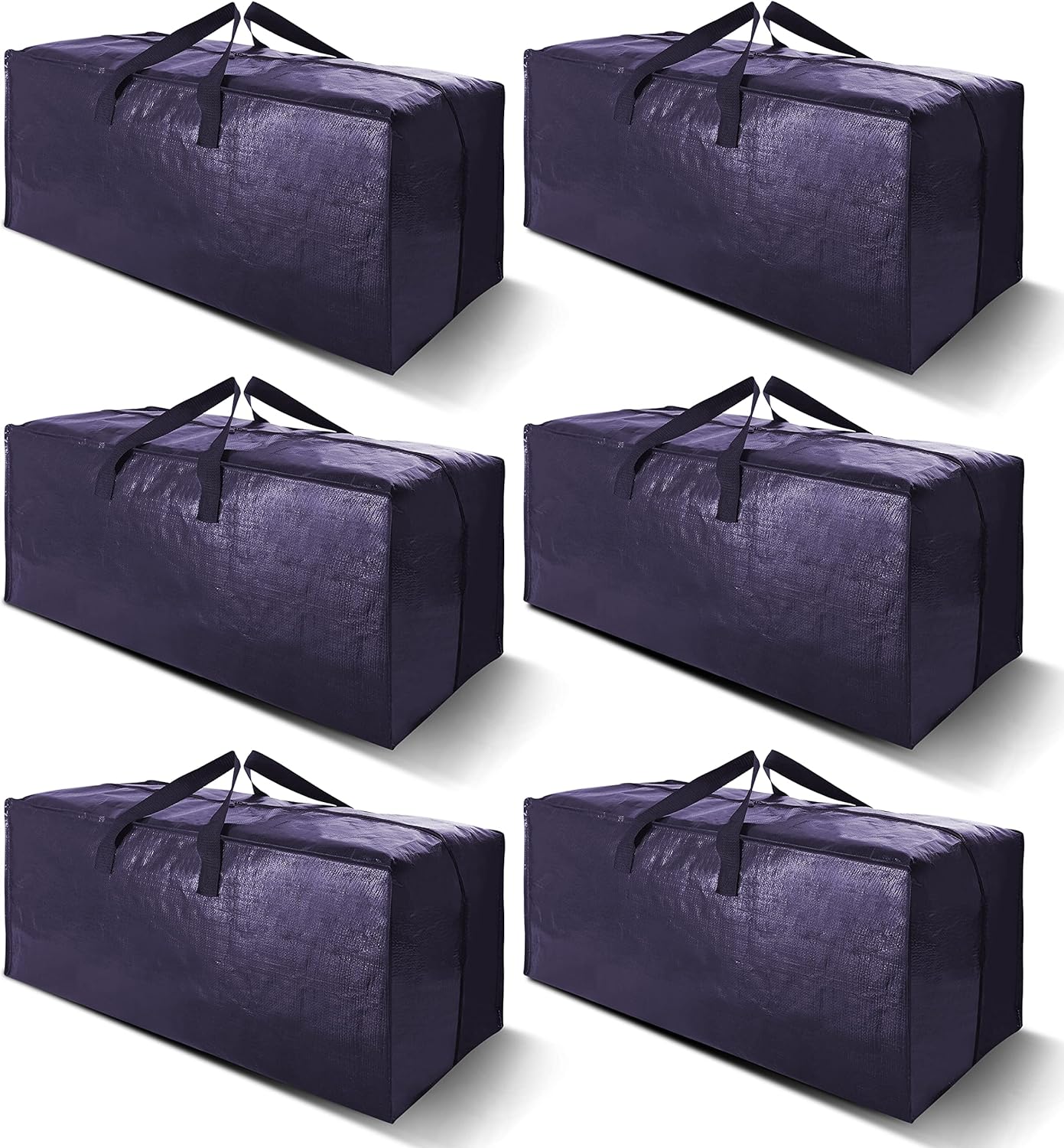 Heavy Duty Extra Large Moving Bags W/Backpack Straps - Strong Handles & Zippers, Storage Totes For Space Saving, Fold Flat, Alternative to Moving Box and Storage Bin (Set of 6, Blue)