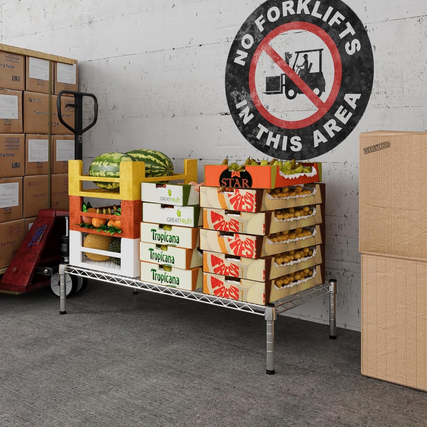 18" Deep x 42" Wide x 8" Height 1-Tier Wire Shelving Kit | NSF Commercial Storage Rack Unit
