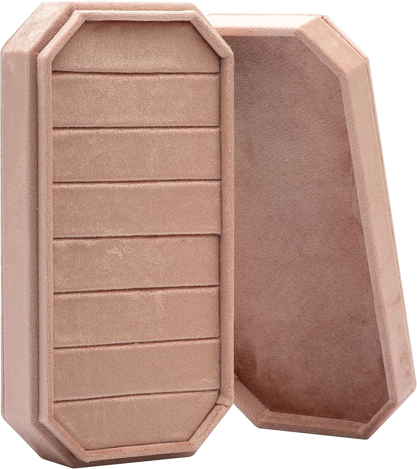 Velvet Ring Organizer Display Tray Jewelry Box Earring Holder Case for Wedding Birthday Christmas Day (Blush Peach)