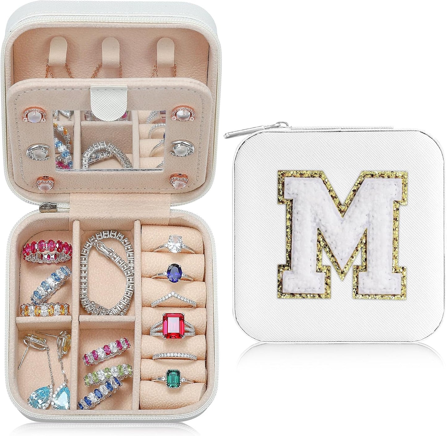 Parima Christmas Stocking Stuffers Gifts for Teenage Girls Travel Jewelry Case - White Gift for Female Friends and Bridesmaids - Self Care, Birthday and Bride Gifts