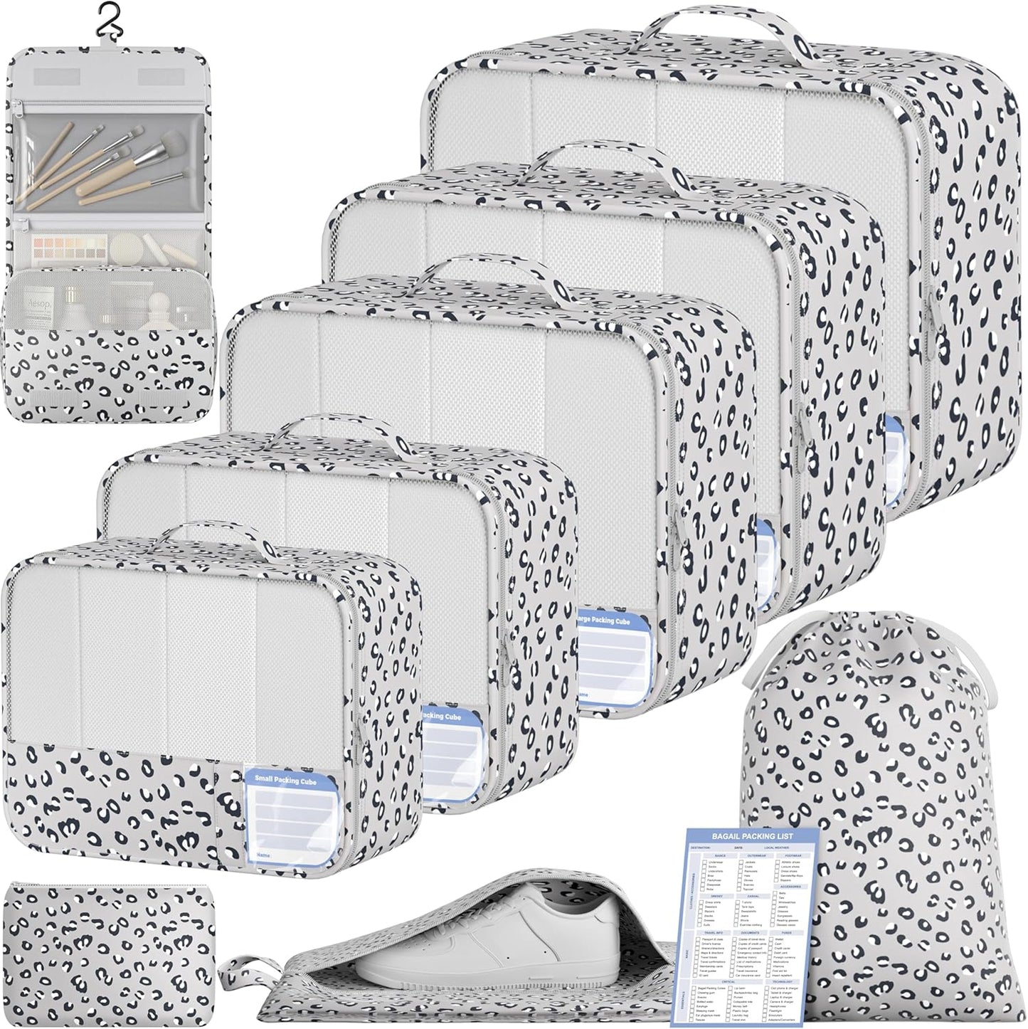 BAGAIL 9 Set Packing Cubes Luggage Packing Organizers for Travel Accessories