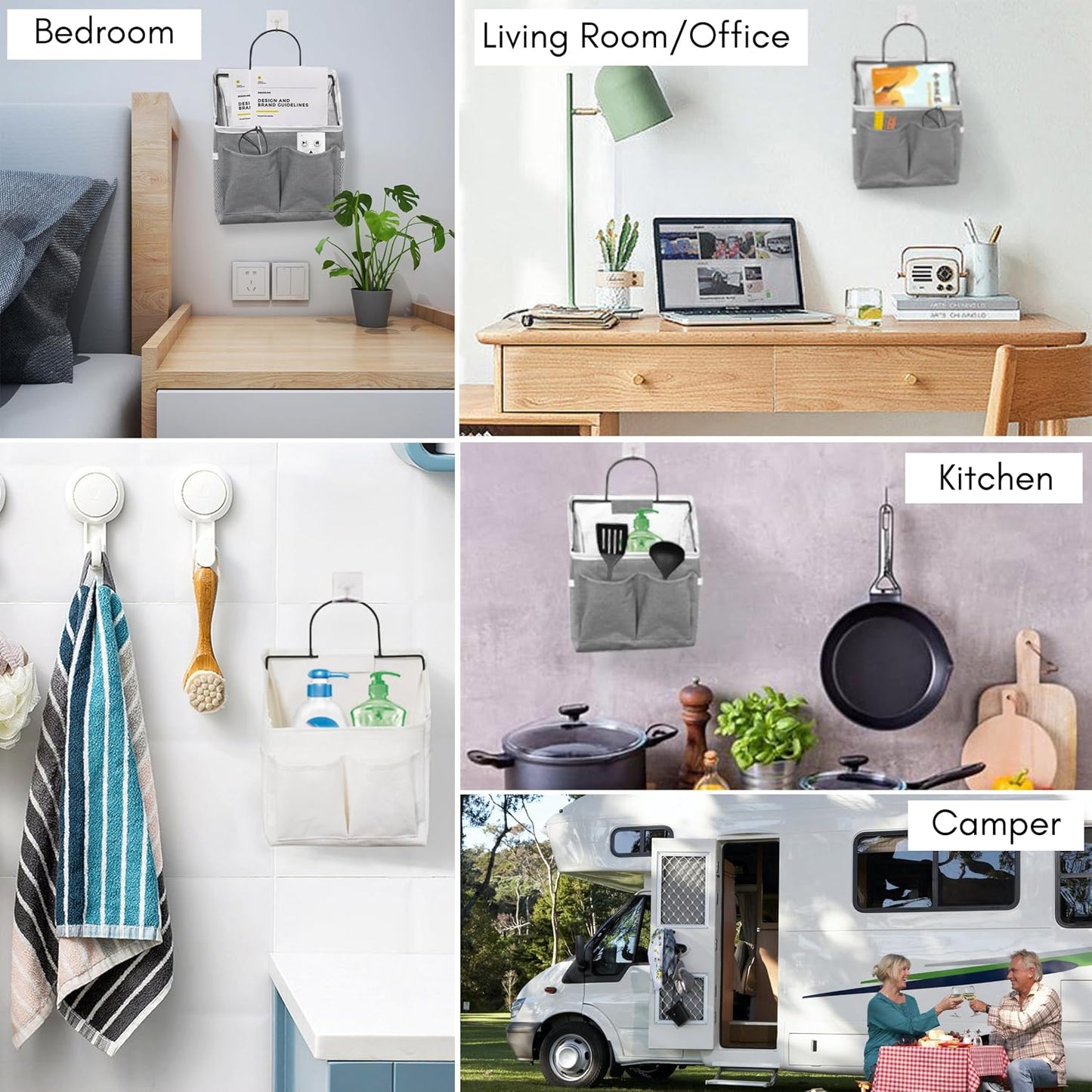 2pcs Small Wall Hanging Baskets for Organizing, Hanging Storage Bag as Over the Door Organizer, Wall File Organizer, Rv Storage and Organization. For Bedroom, Office, Camper (Black-2pcs)