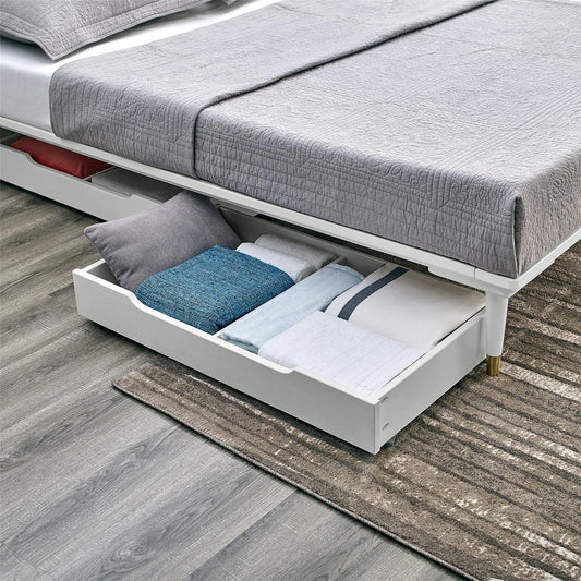 MUSEHOMEINC Solid Wood Under Bed Storage Drawer with 4-Wheels for Bedroom,Wooden Underbed Storage Organizer,Suggested for Queen and King Size Platform Bed
