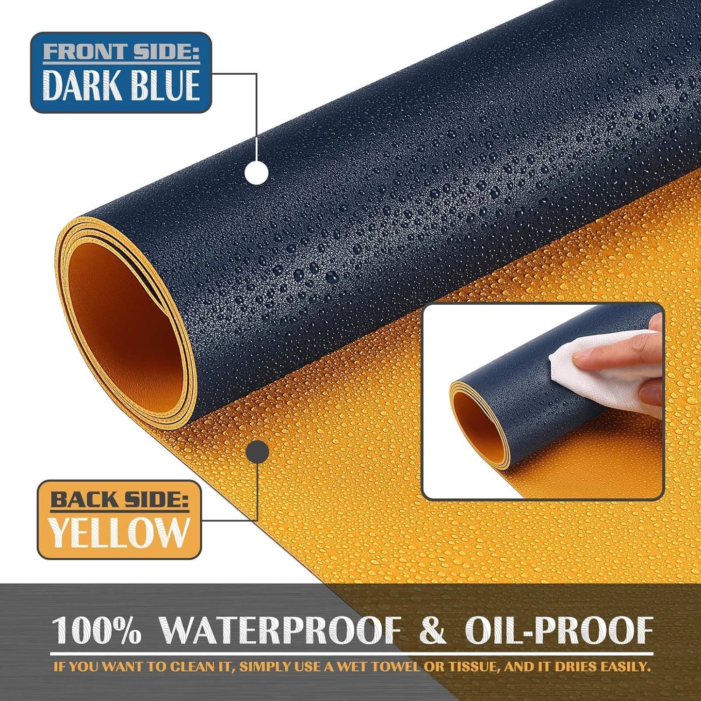 K KNODEL Large Office Leather Desk Mat, Mouse and Keyboard Pad, Computer and Laptop Mat, Desktop Protector and Cover, Writing Pad and Blotter (35.4"x17", Dark Blue)