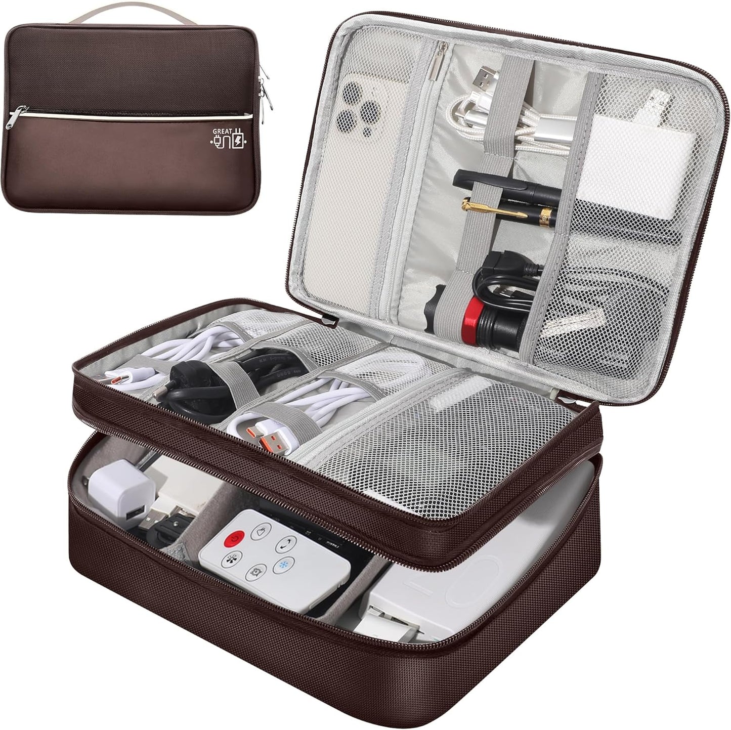 CILLA Electronic Organizer Travel Case, Travel Cord Organizer Case Portable Waterproof Cable Organizer Bag for Charger, Cord, USB, Power Bank, Earphone