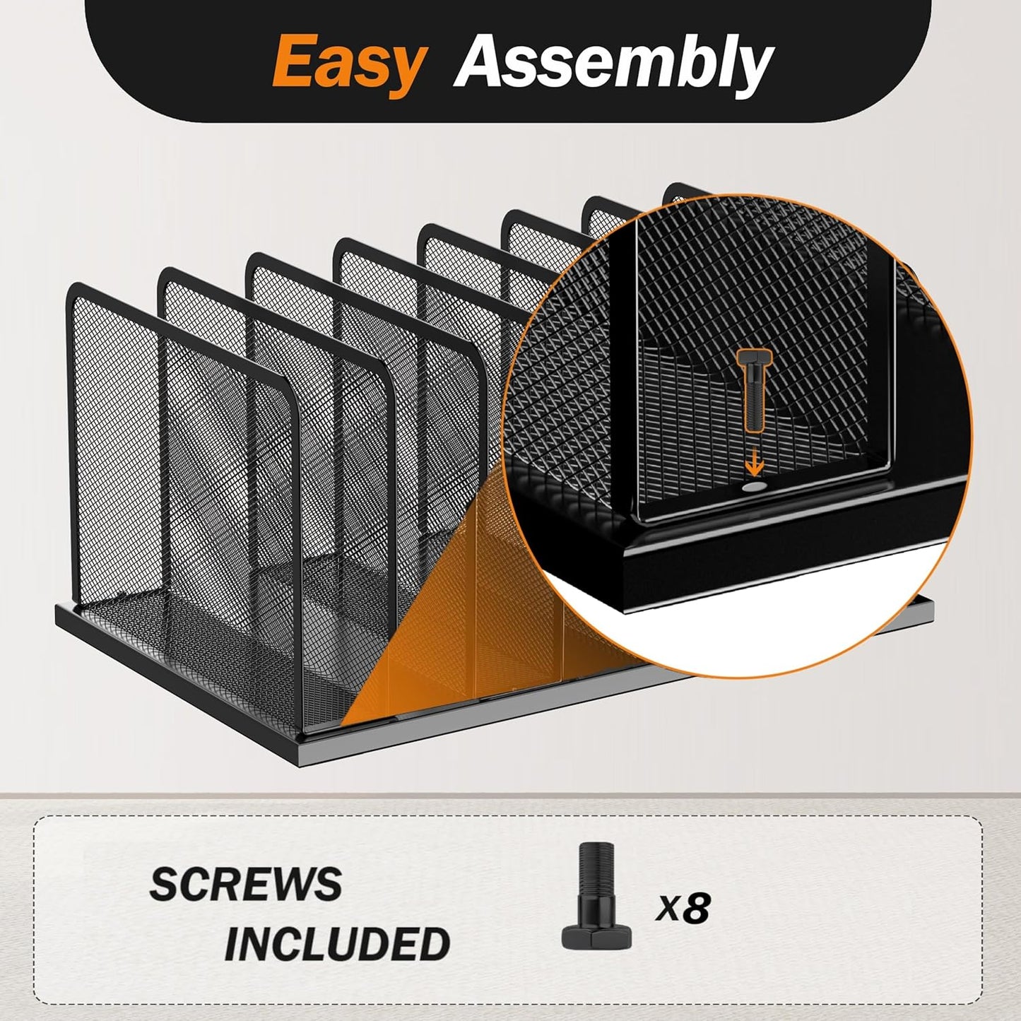 Kuntine.B Desk File Organizer 7 Upright Mesh Desktop Organizer File Sorter Office Organization File Holder for Home, Office & Classroom, 2 Pack