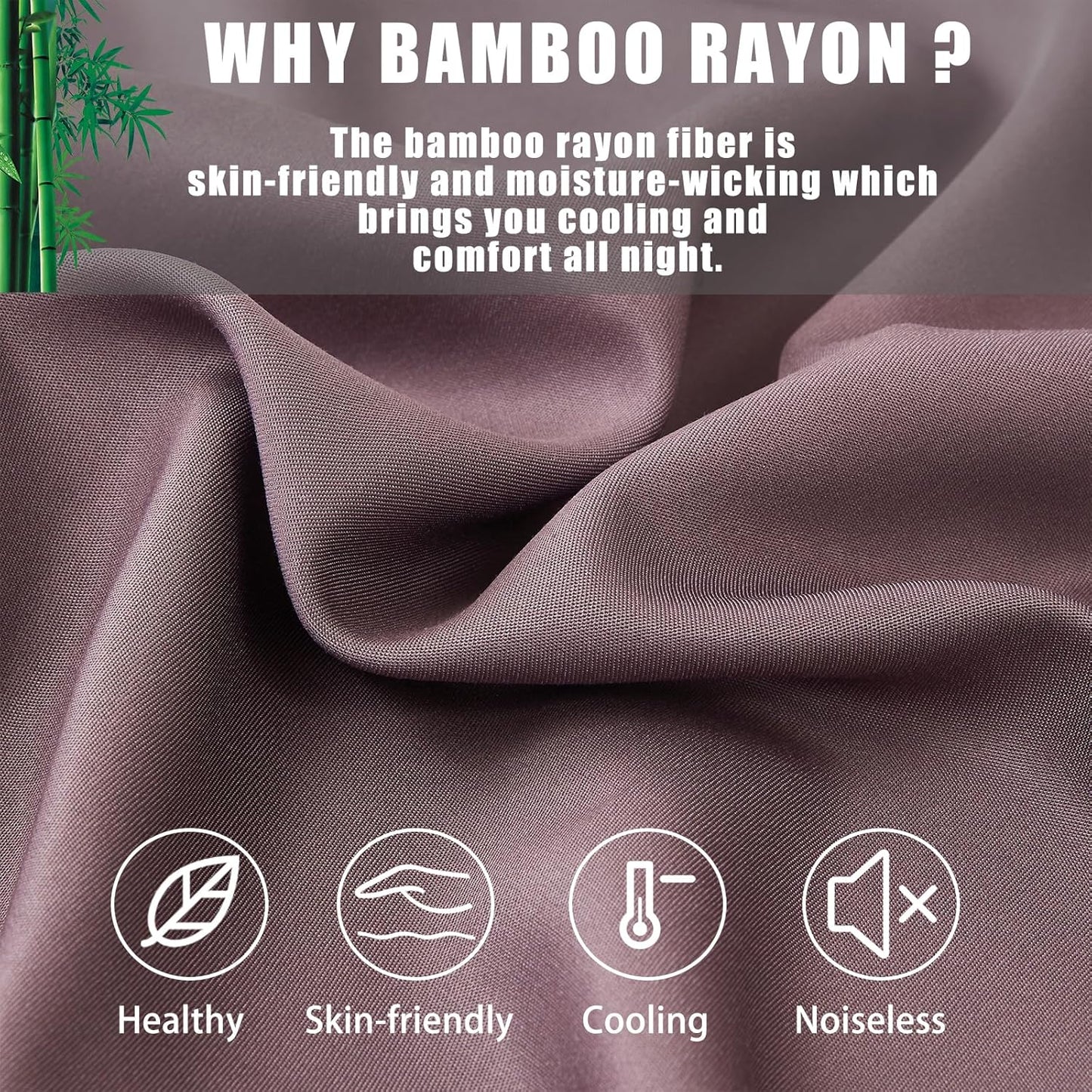 Pillow Cases King Size 2 Pack, Bamboo Rayon Cooling Pillowcases with Envelope Closure, Cool Breathable Pillow Case for Hot Sleepers & Night Sweats, 20x40 inches,Greish Purple