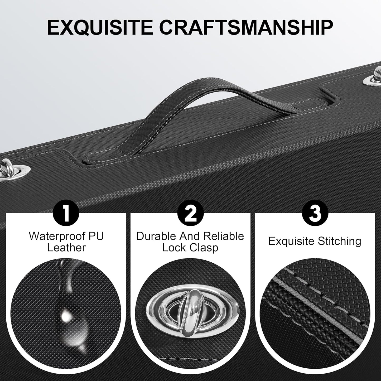 Trading Card Storage Box with Portable Handle, 3000+ MTG Storage Box with 4 Card Stoppers Commander Display Deck Box Card Case Top Loaders MTG TCG Sports Cards Commander Deck Box(Black&gray)