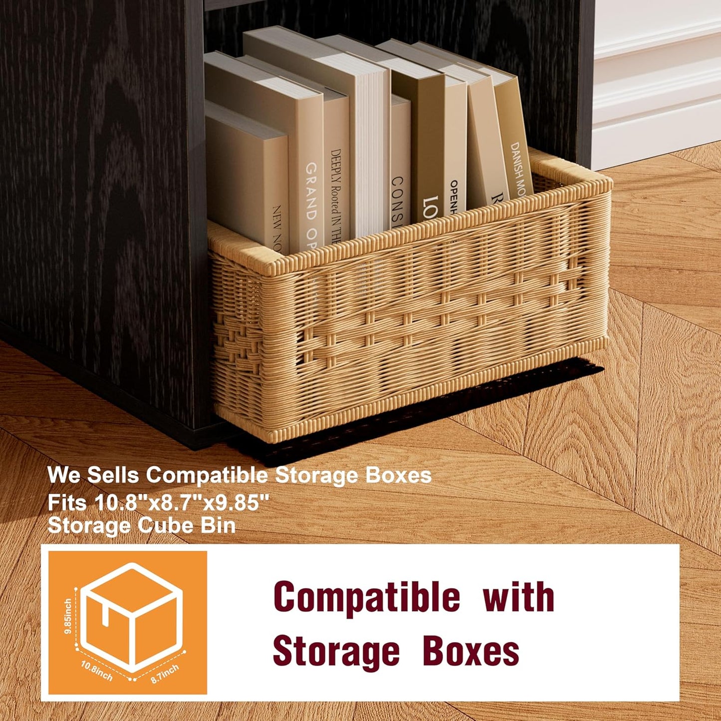 Book Shelf, Wooden Cube Storage Organizer with 11" Open Cubes, Stackable Modular Bookcase for Room Divider Storage, 2 Tier Bookshelf for Living Room, Bedroom, Office (Black, 5-Cube)