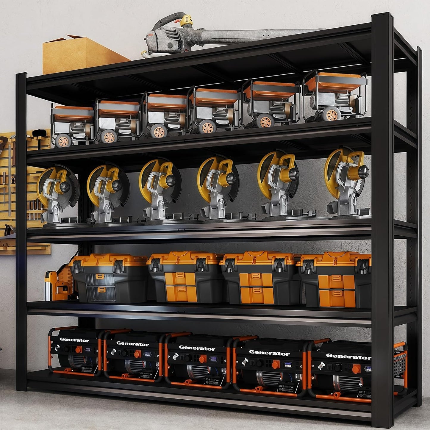 72“H Garage Shelving Heavy Duty Storage Shelves 3500 LBS Adjustable Metal Shelving Uints and Storage for Garage,Warehouse,School,Commercial,Business, 62 "W x 24 "D x 72 "H (5T 72*62*24)
