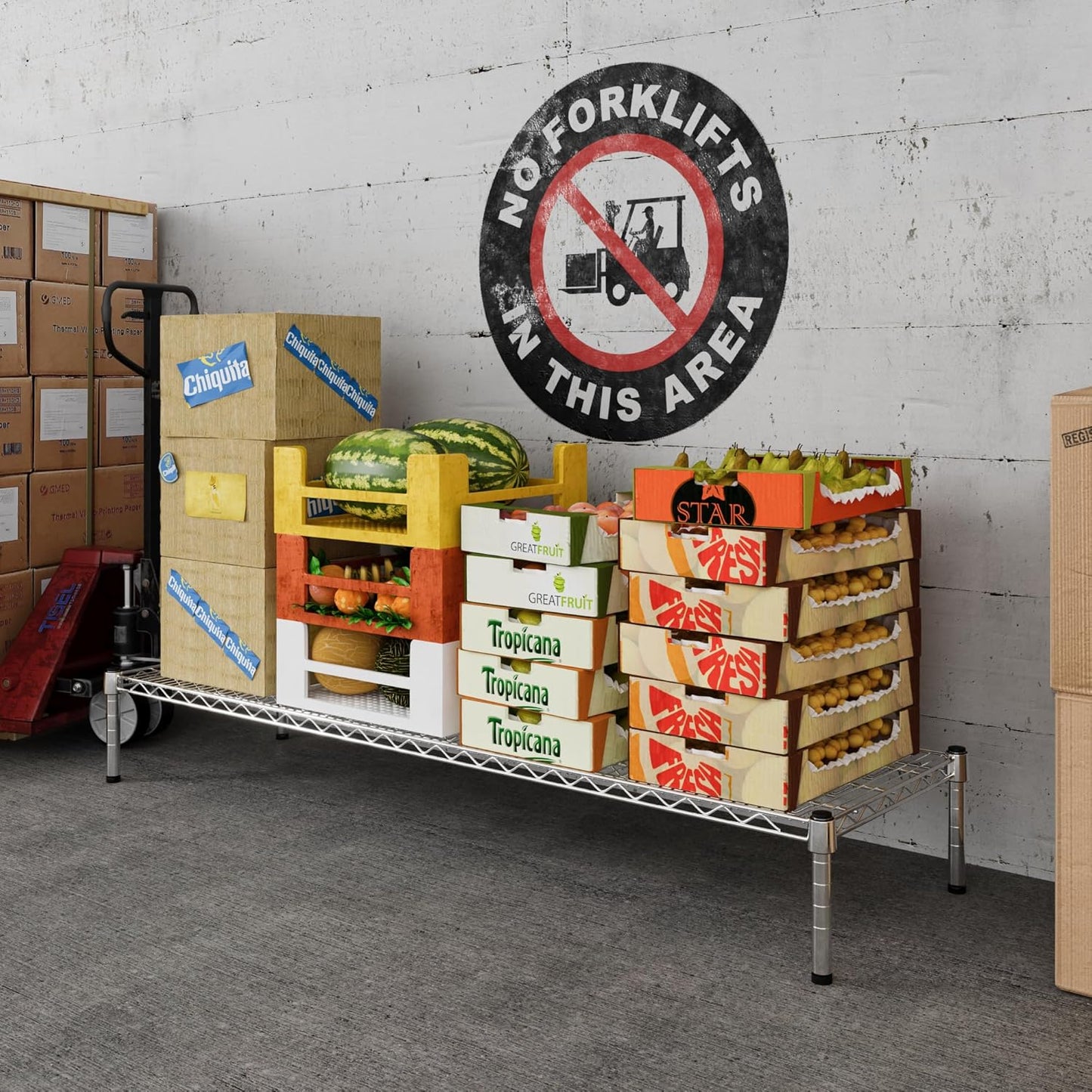 18" Deep x 60" Wide x 8" Height Wire Shelving Kit | 1-Tier | NSF Commercial Storage Rack Unit