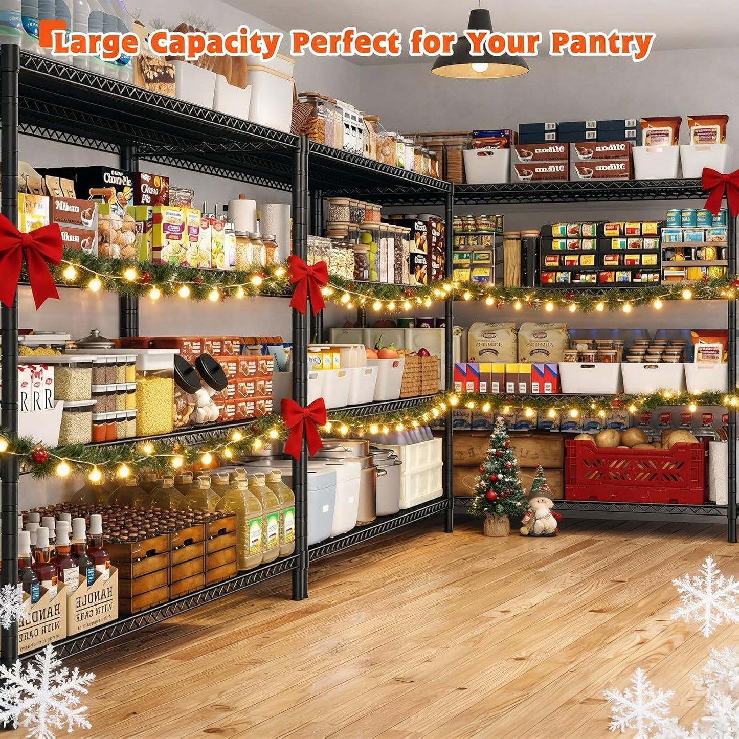 REIBII 60" W Storage Shelves 2878LBS Metal Shelving Unit with Wheels Heavy Duty Garage Shelving Adjustable Wire Shelves for Pantry,Kitchen,Garage,Basement,Business,Warehouse,School,60”W ×24”D×65.3”H