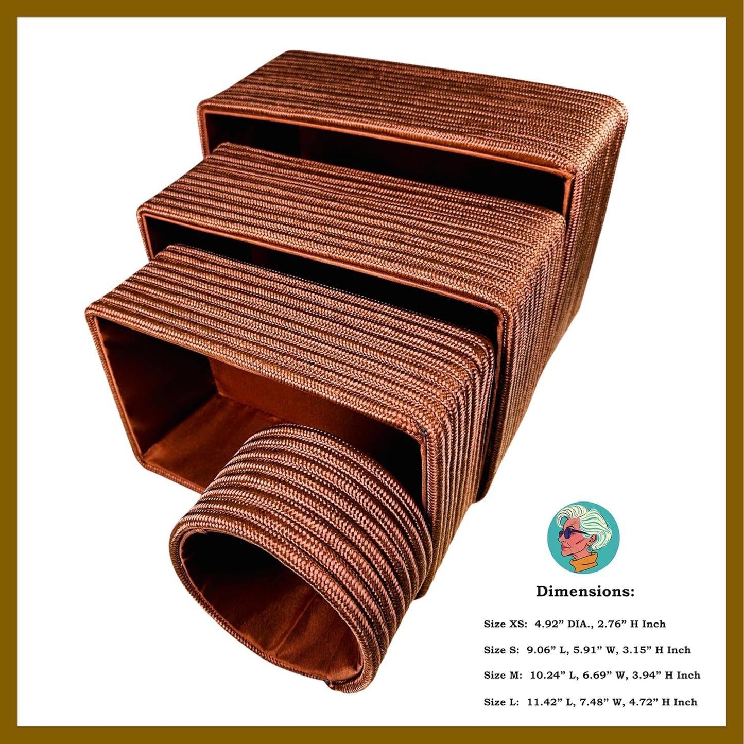 MODERN GRANNY Fashion Decor Vanity Box, Stackable Boxes Decoratives with Lined Interior, Storage Baskets Set of 4, Office Boho Baskets Shelf Box for Organizing (BRANDY BLUSH)