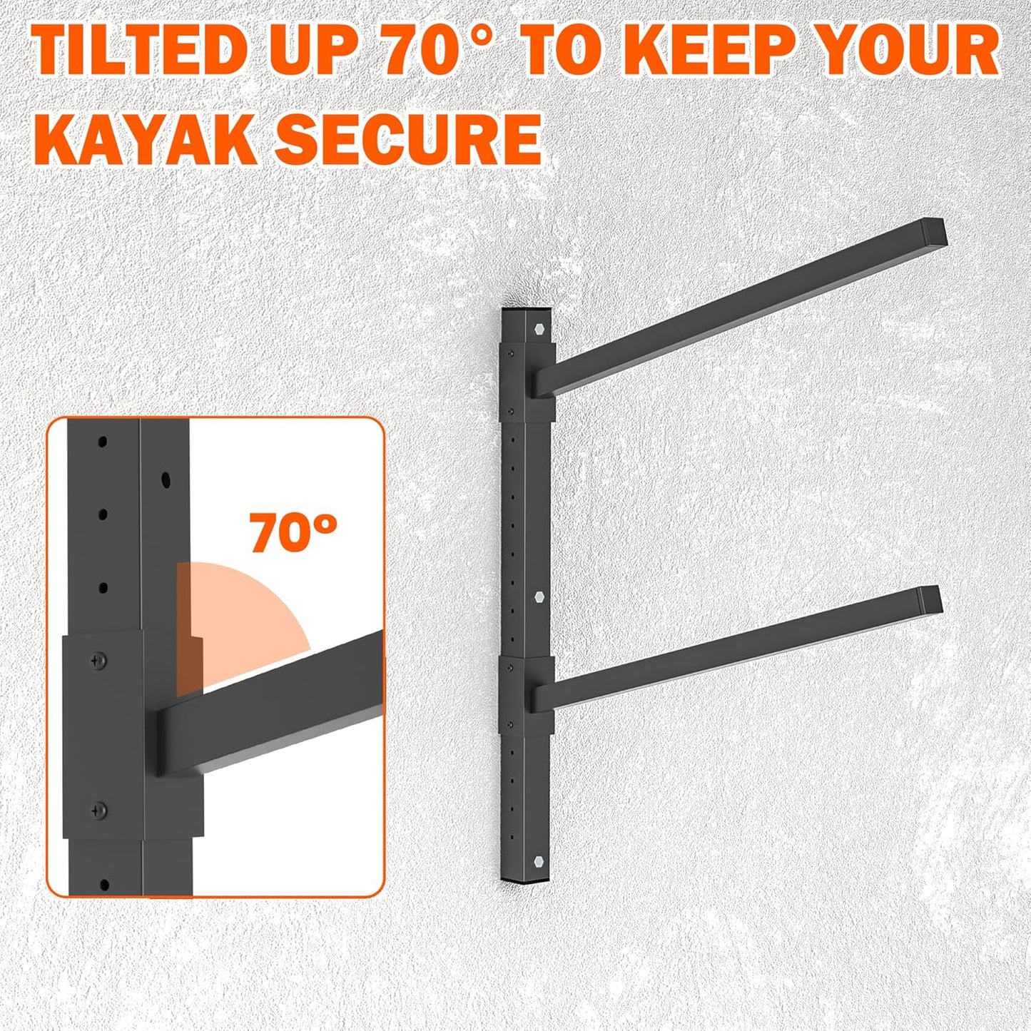 Ultrawall Kayak Storage Rack, Adjustable Wall Mounted Kayak Holder for Garage, Heavy Duty Kayak Hanger for Canoe, Paddleboard, Indoor & Outdoor Use