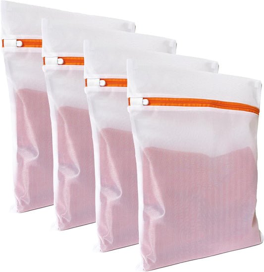 4 Pack Mesh Laundry Bags for Delicates 12inx16in (30cmx40cm), Dryer Safe, Breathable Fine Net, Sturdy Anti-Rust Zipper, Mesh Laundry Bags for Lingerie, Bra, Underwear, Sneakers, Socks, Laundry Club™