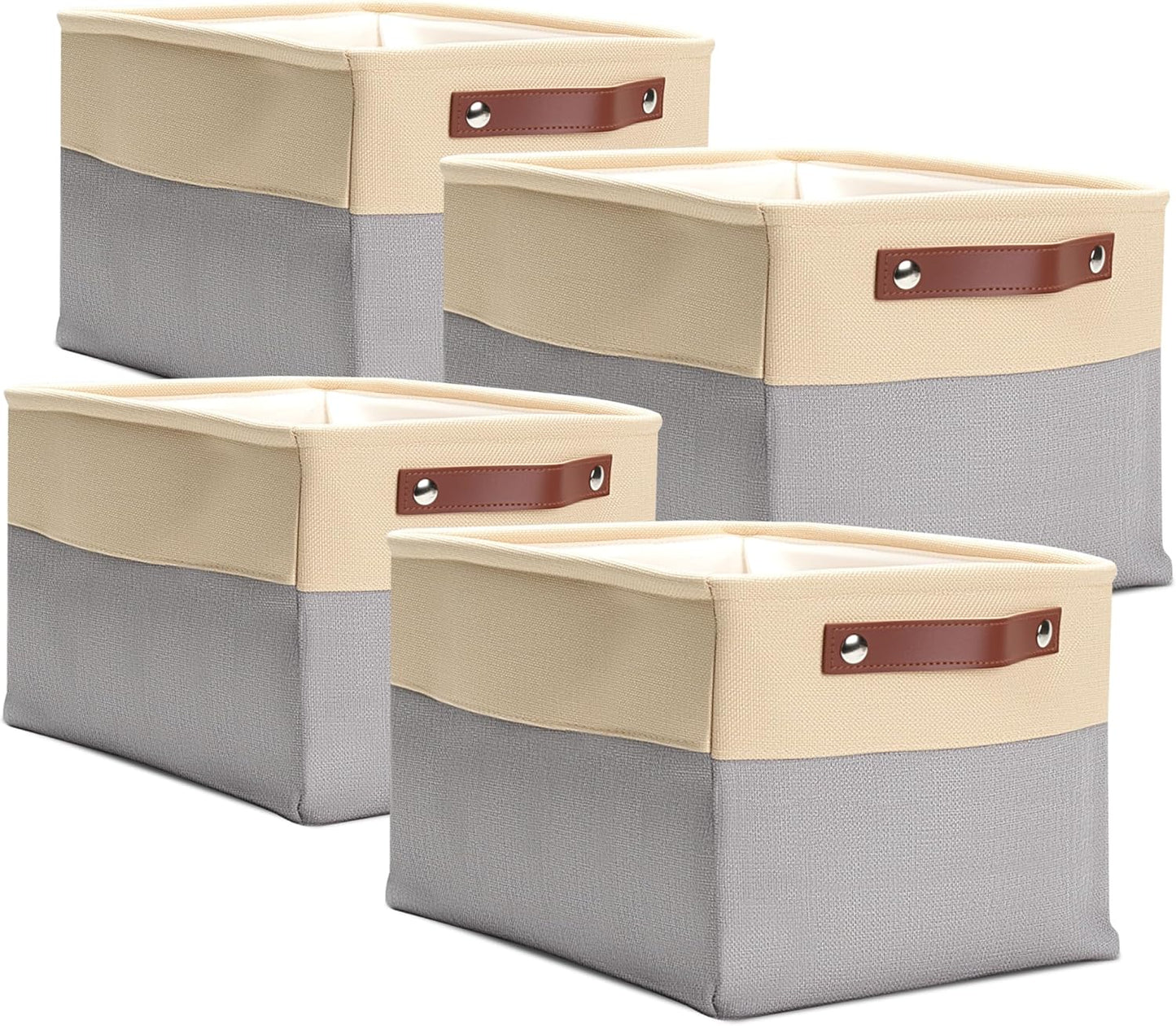 Storage Bins for Shelves, 4 Pack 15"x11"x9.5" Storage Basket with Handles for Cloth, Toy, Home, Office Decorative,Organizing, Foldable Basket