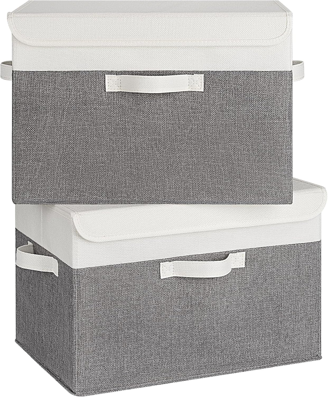 GRANNY SAYS Large Storage Bins with Lids, Collapsible Storage Box, Storage Basket for Shelves, Decorative Storage Bins, Toy Storage, Closet Organizers, White/Gray