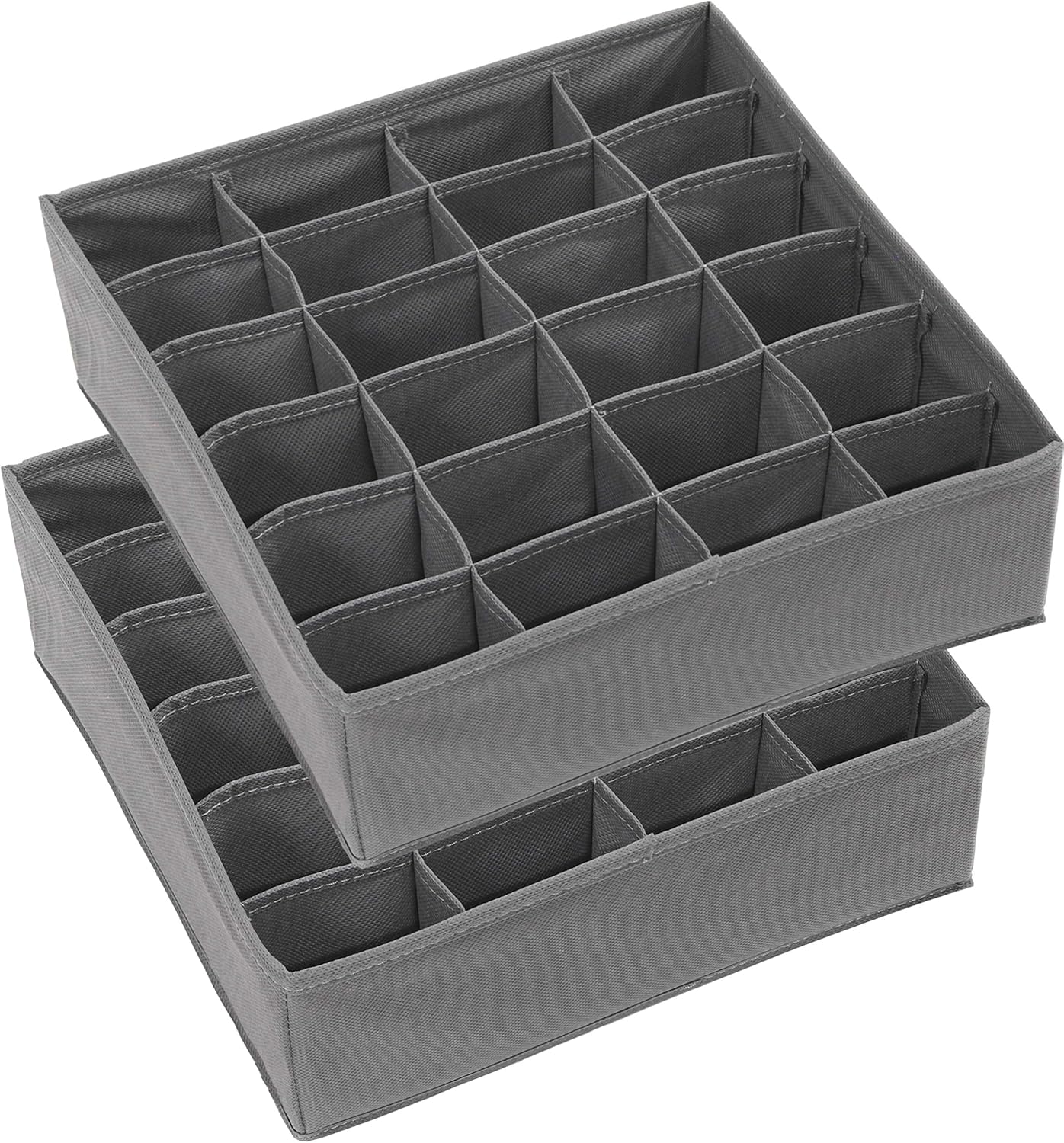 Simple Houseware 2 Pack Closet Sock Organizer, 24 Cell Drawer Divider, Dark Gray