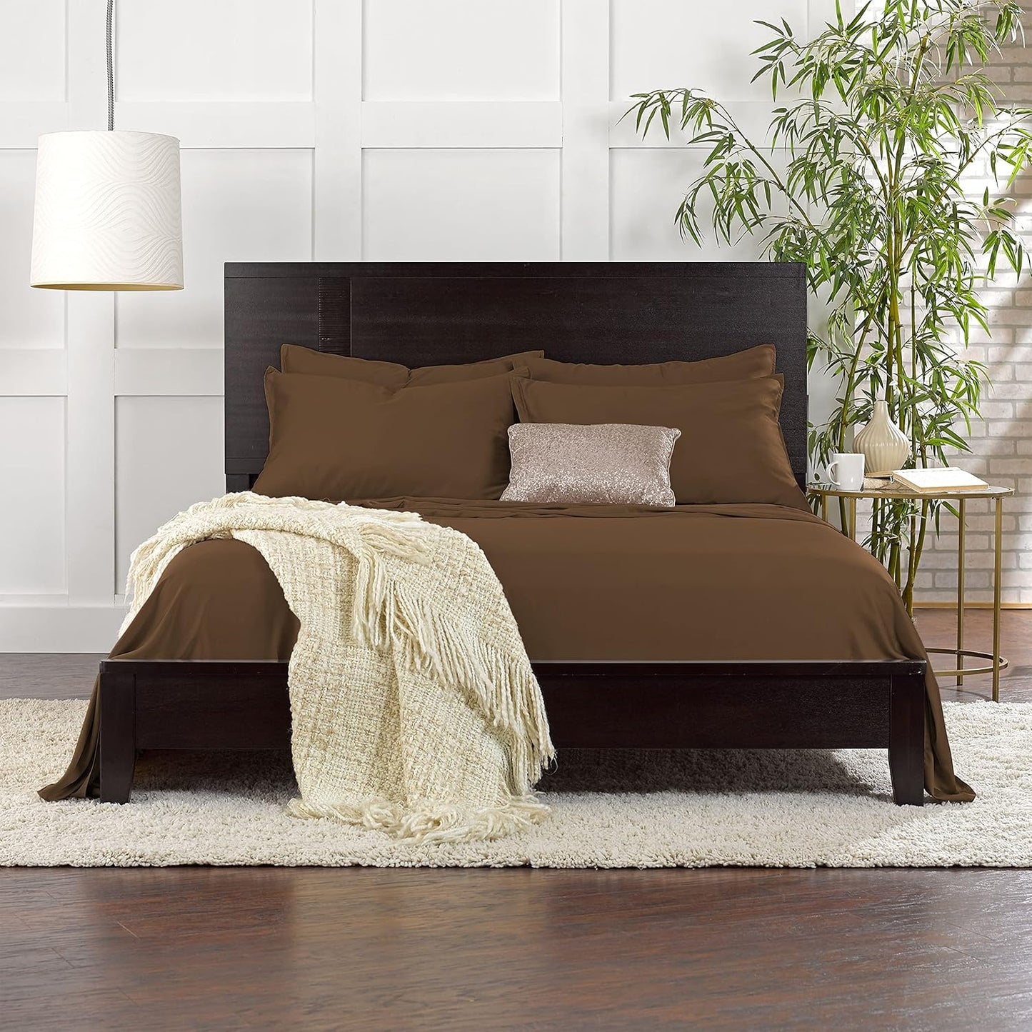 Queen Pillowcases by Pure Bamboo, Genuine 100% Organic Viscose Derived from Bamboo, Luxuriously Soft & Cooling, Double Stitching, Envelope Closure (2 Queen Pillowcases, Coconut Husk)