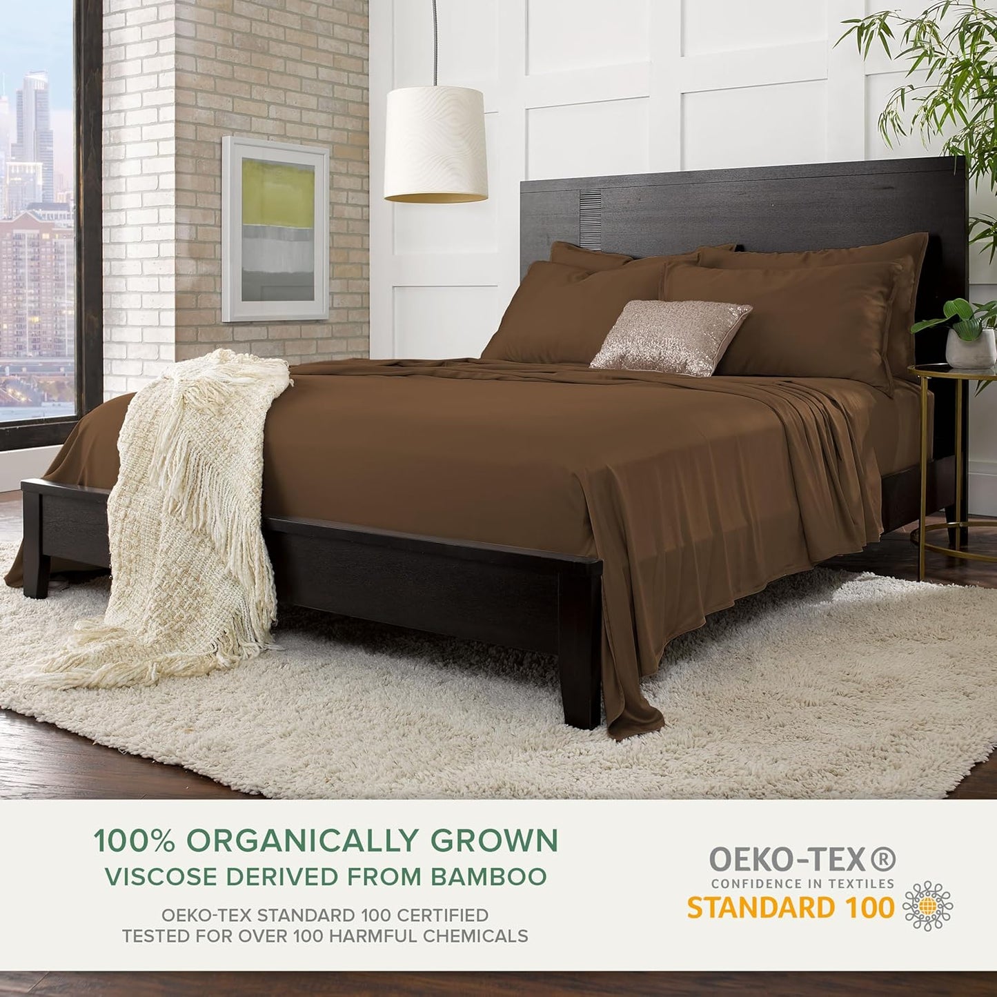 King Pillowcases by Pure Bamboo, Genuine 100% Organic Viscose Derived from Bamboo, Luxuriously Soft & Cooling, Double Stitching, Envelope Closure (2 King Pillowcases, Coconut Husk)