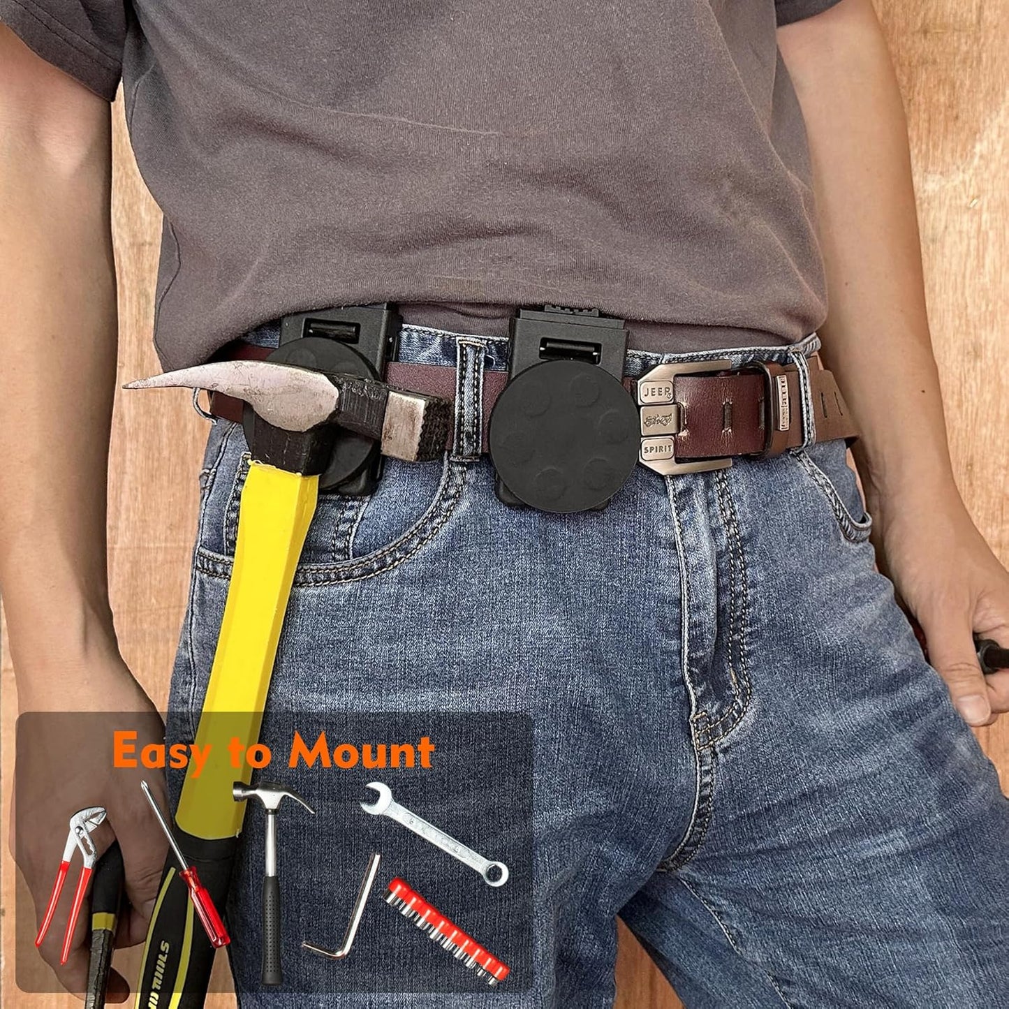 MUTUACTOR Tool Holster Belt Clip,Heavy-Duty Magnetic Tool Holder for Belt Clip,Anti-Slip Strong Magnetic Clips Tool Belt Accessories for Hammer Screwdrivers Adjustable Wrench Heavy Tools Hardware